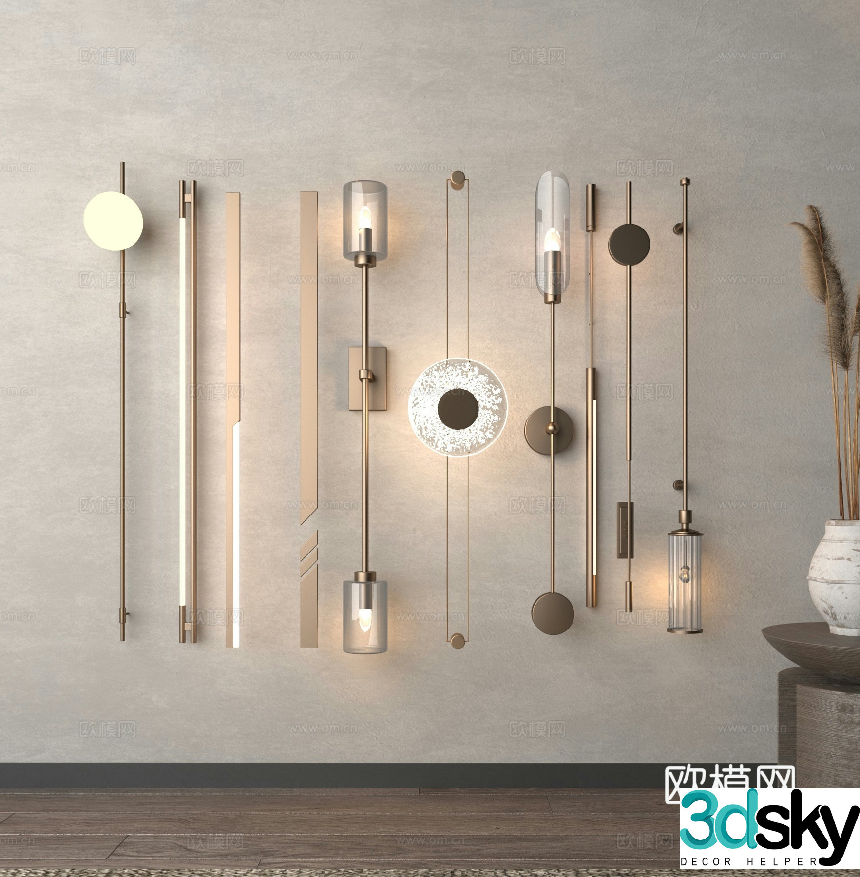 Light luxury wind wall light 3d model