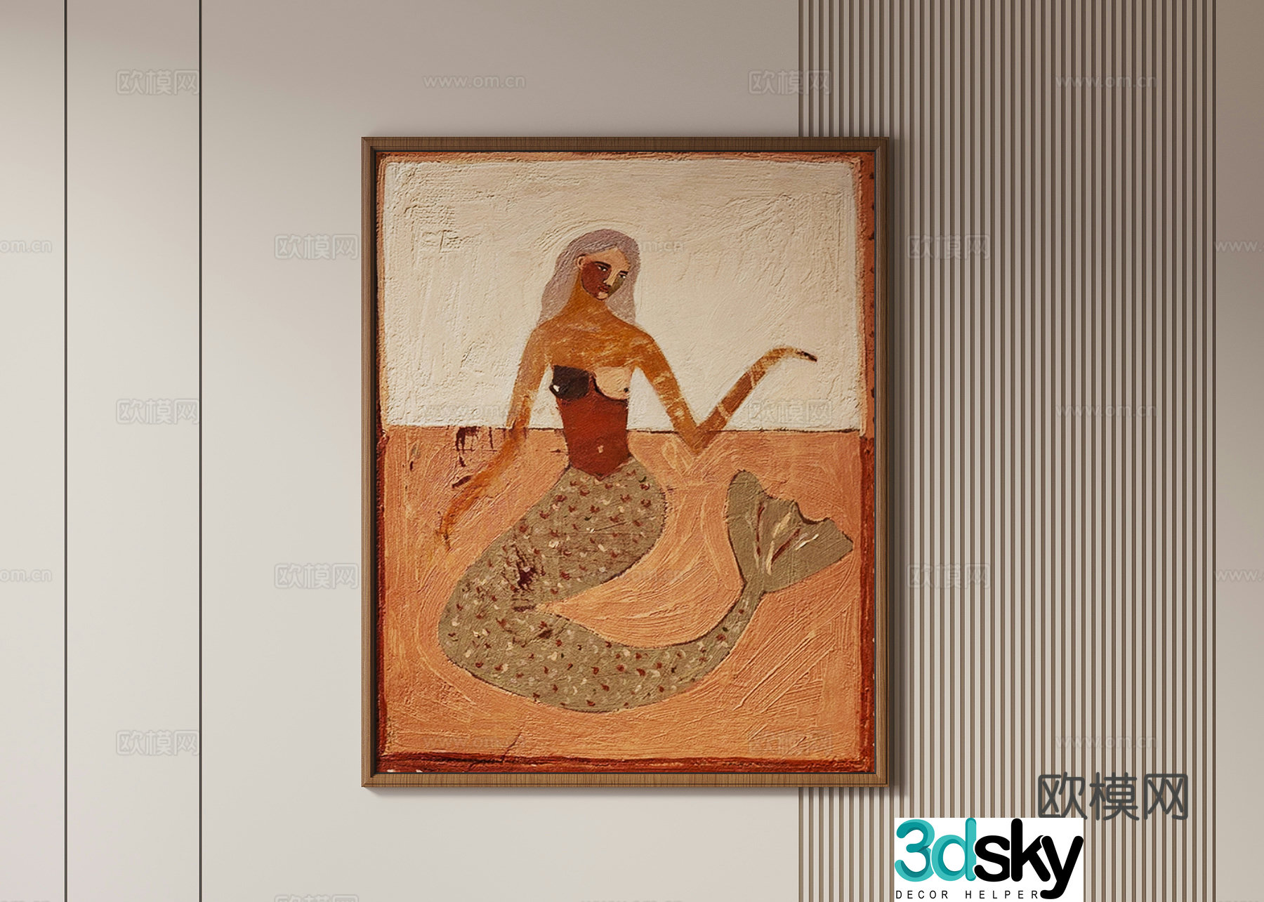 Middle-aged style hanging paintings Mermaid hanging paintings Oil paintings 3D model