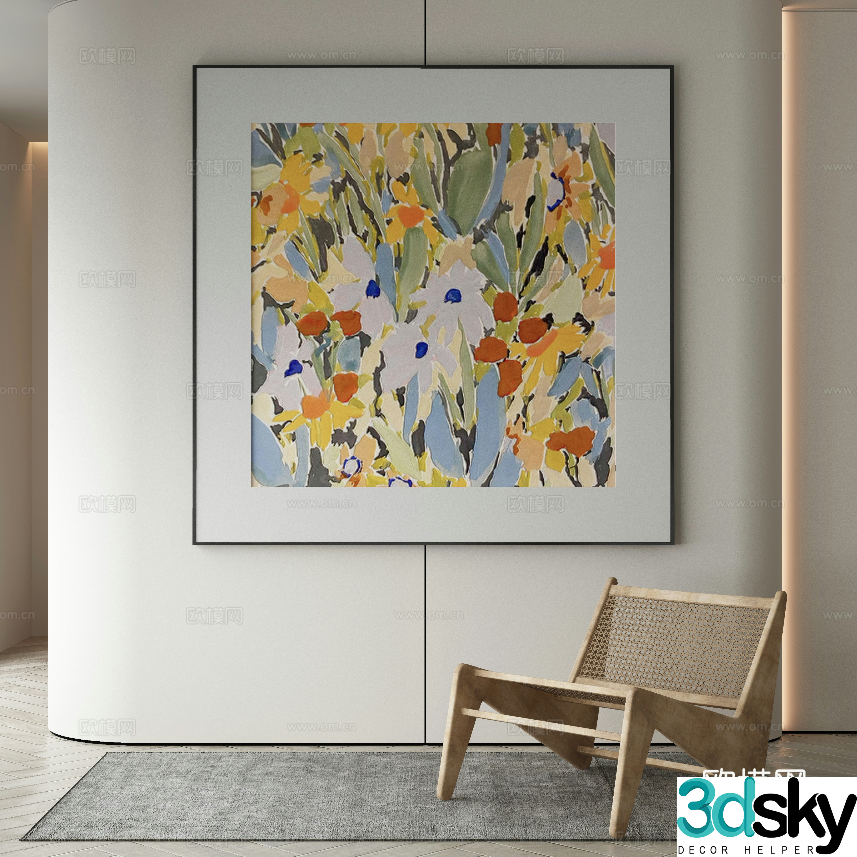 Modern decorative painting Flower oil painting 3d model