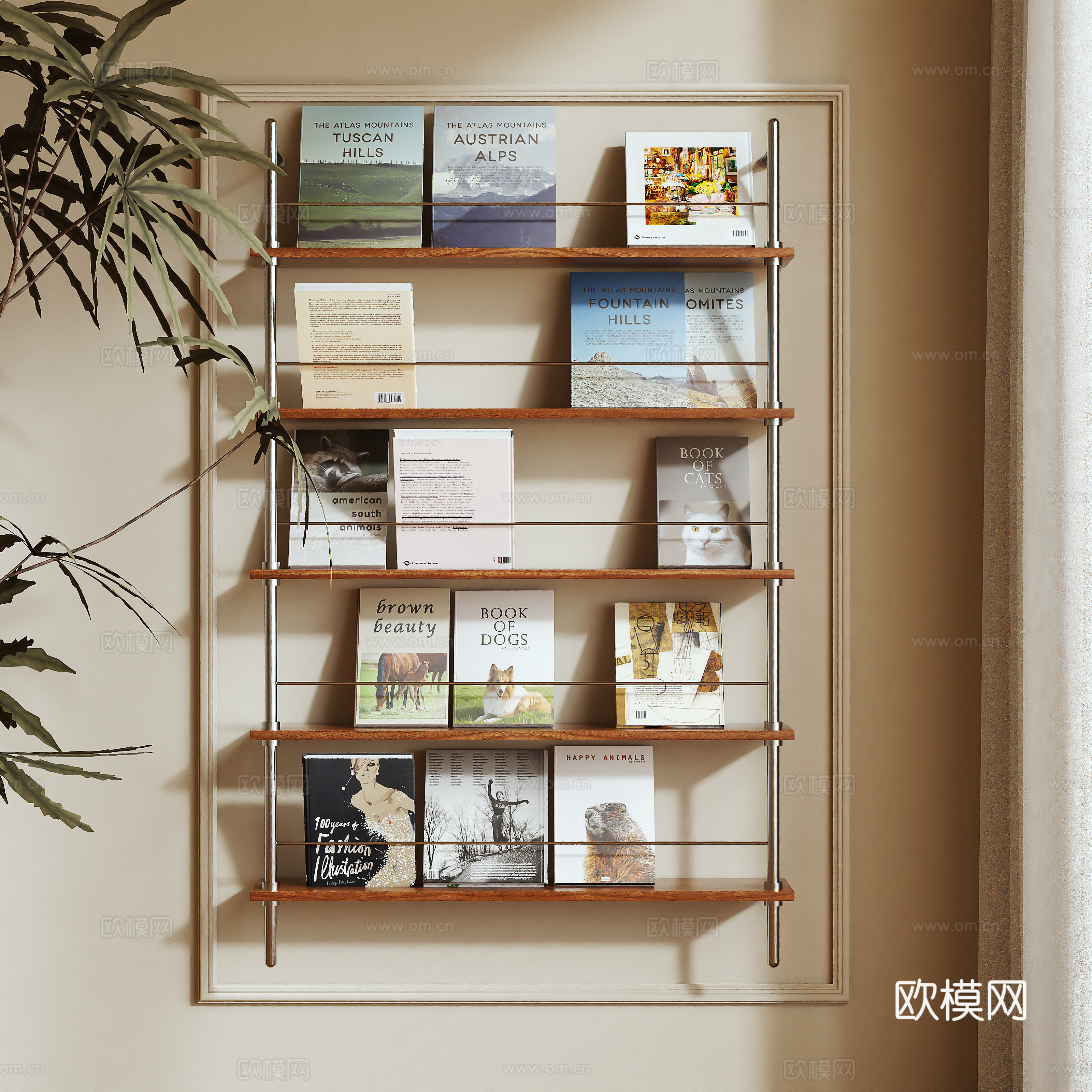 Medieval style magazine rack wall hanging storage rack 3d model