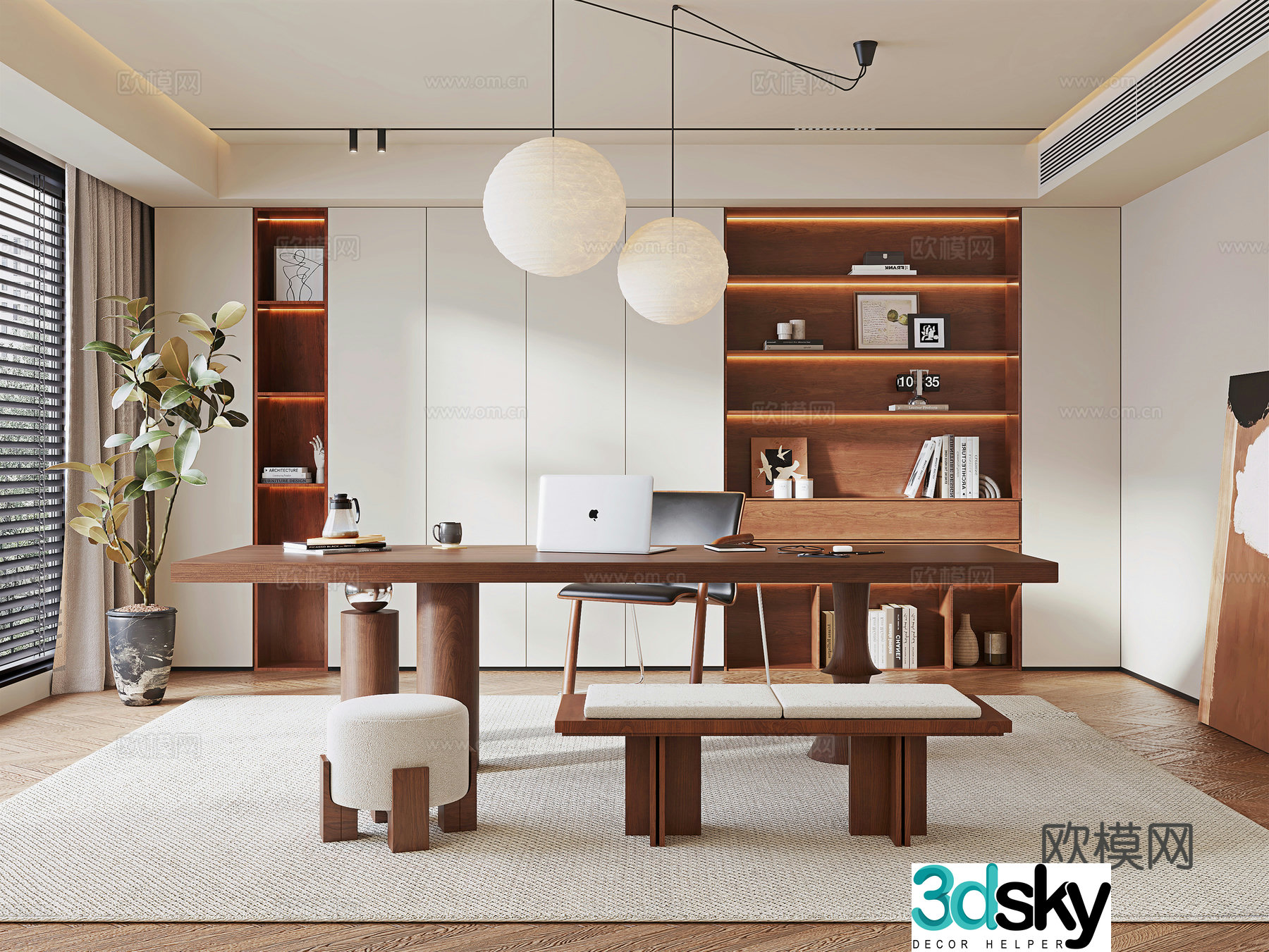 Middle-aged study room 3D model