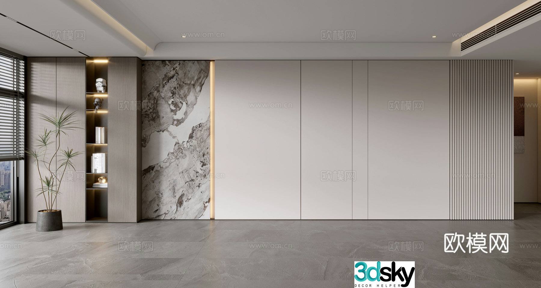 Modern sofa background wall 3d model