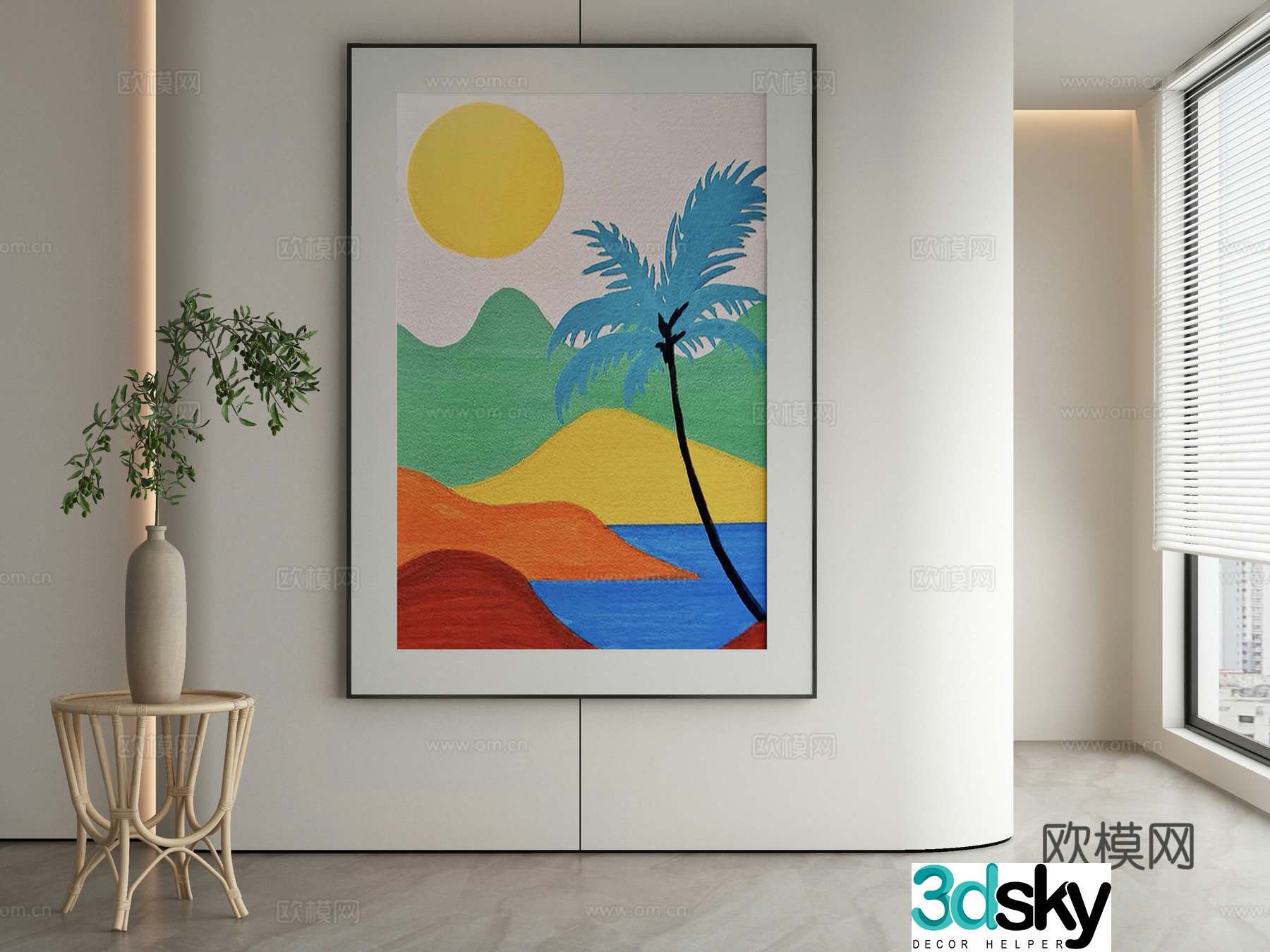 Modern decorative painting Dopamine color painting 3d model
