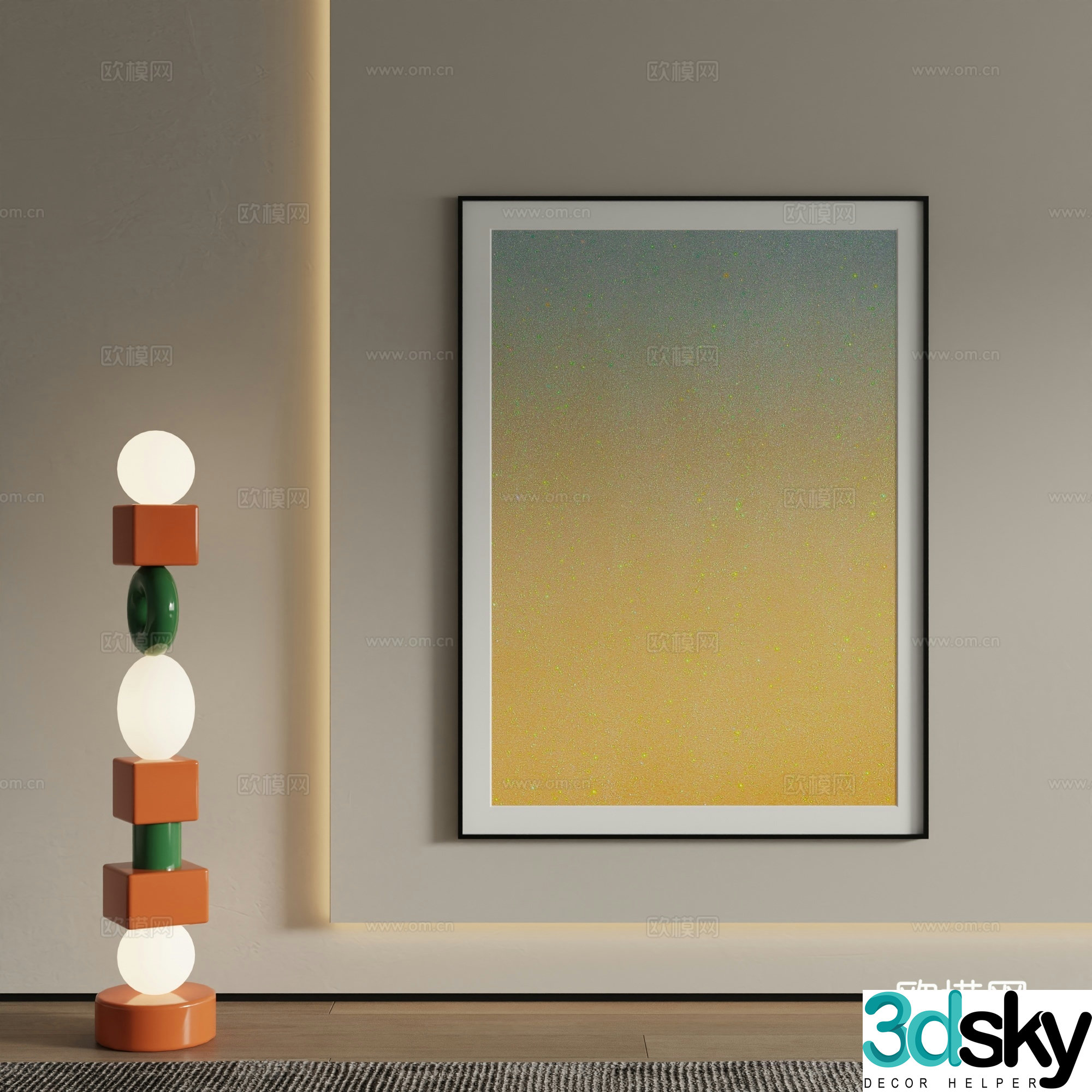 Modern decorative painting Gradient color hanging painting 3d model