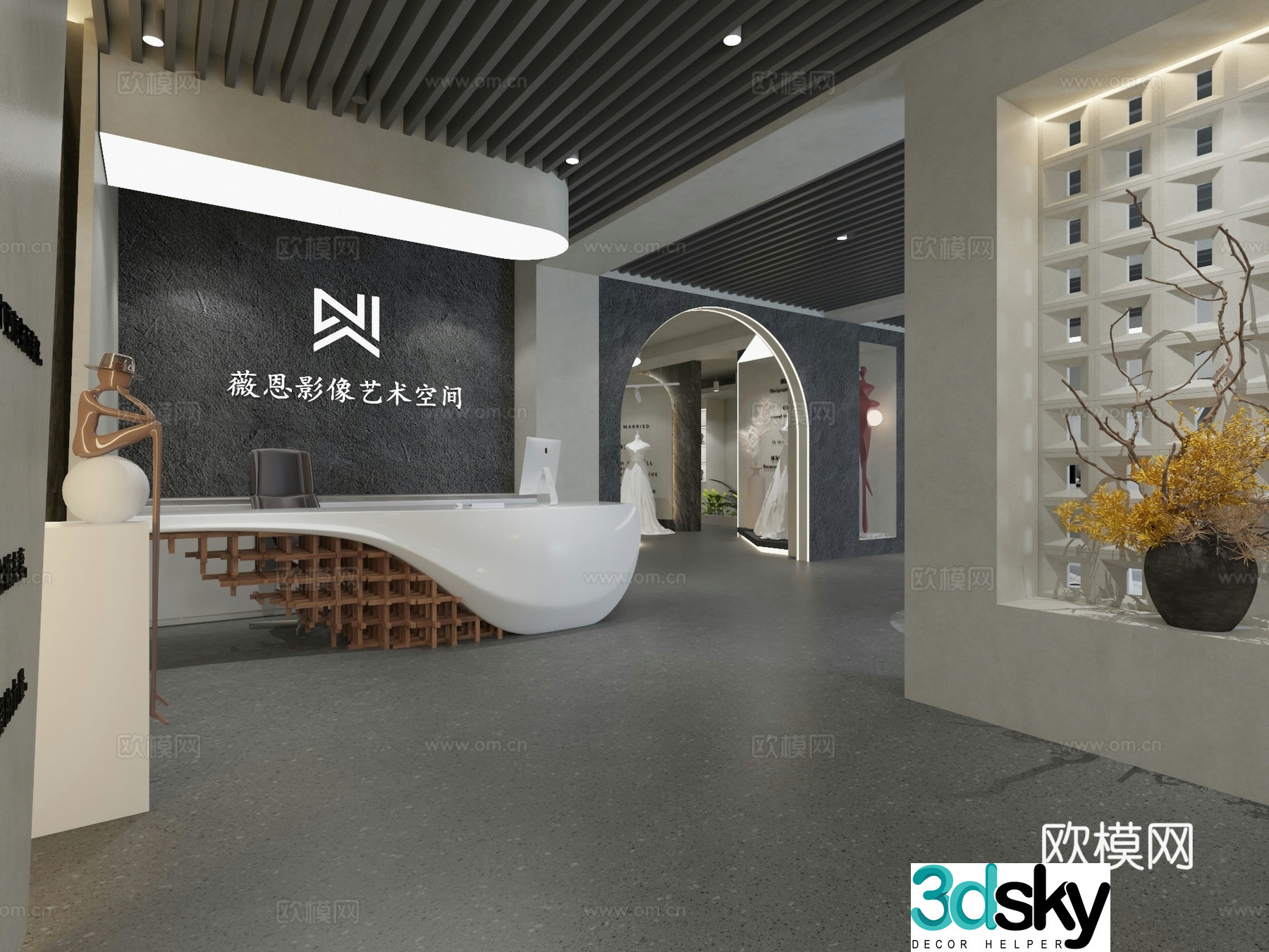 Modern minimalist wedding photography store 3d model