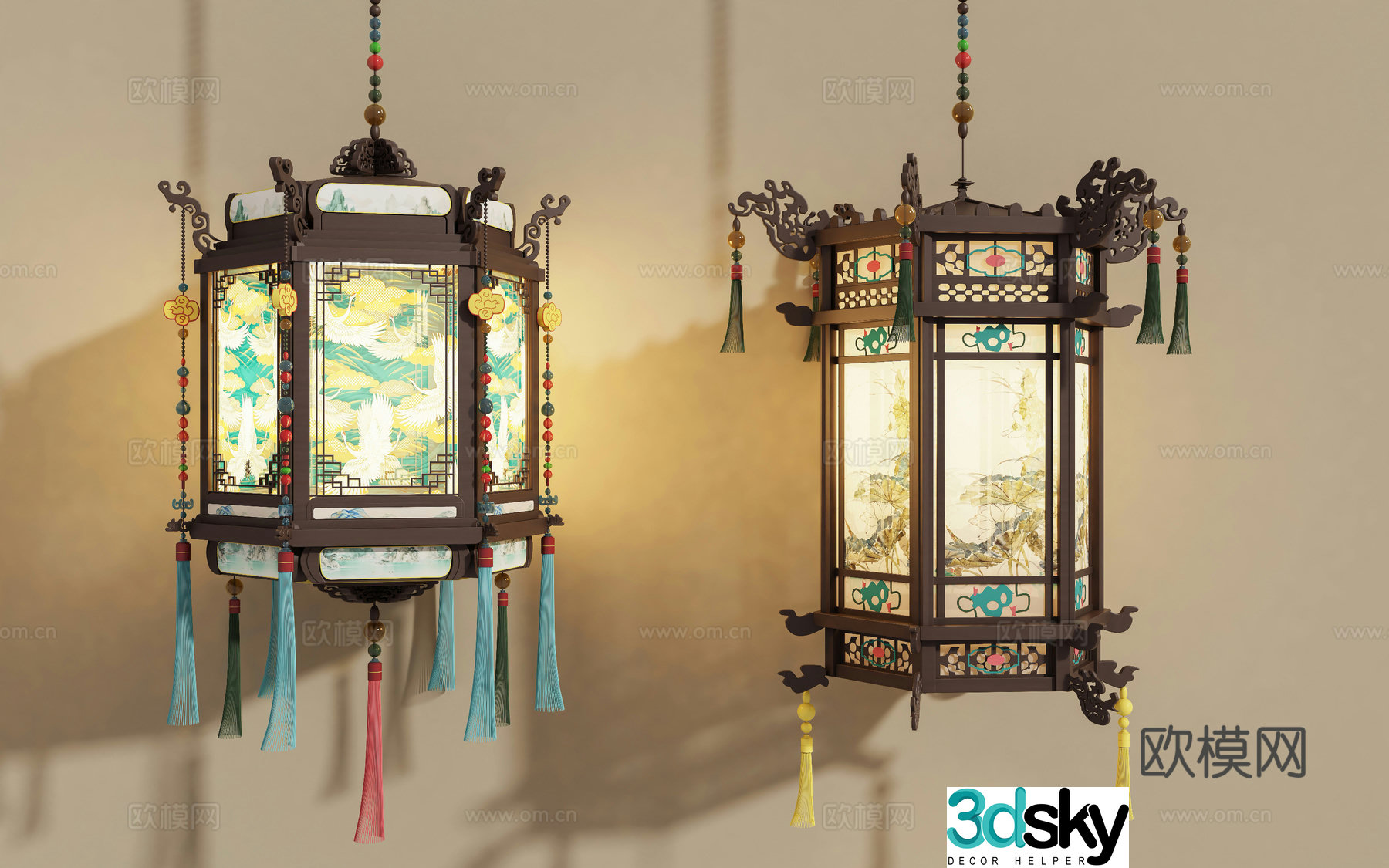 Chinese style intangible cultural heritage palace lantern ancient lamp palace lantern hexagonal lantern palace lantern 3D model