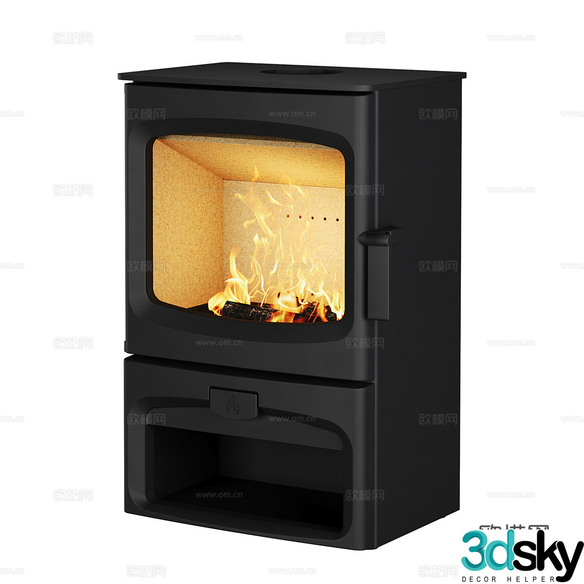 Nordic minimalist fireplace independent fireplace 3d model