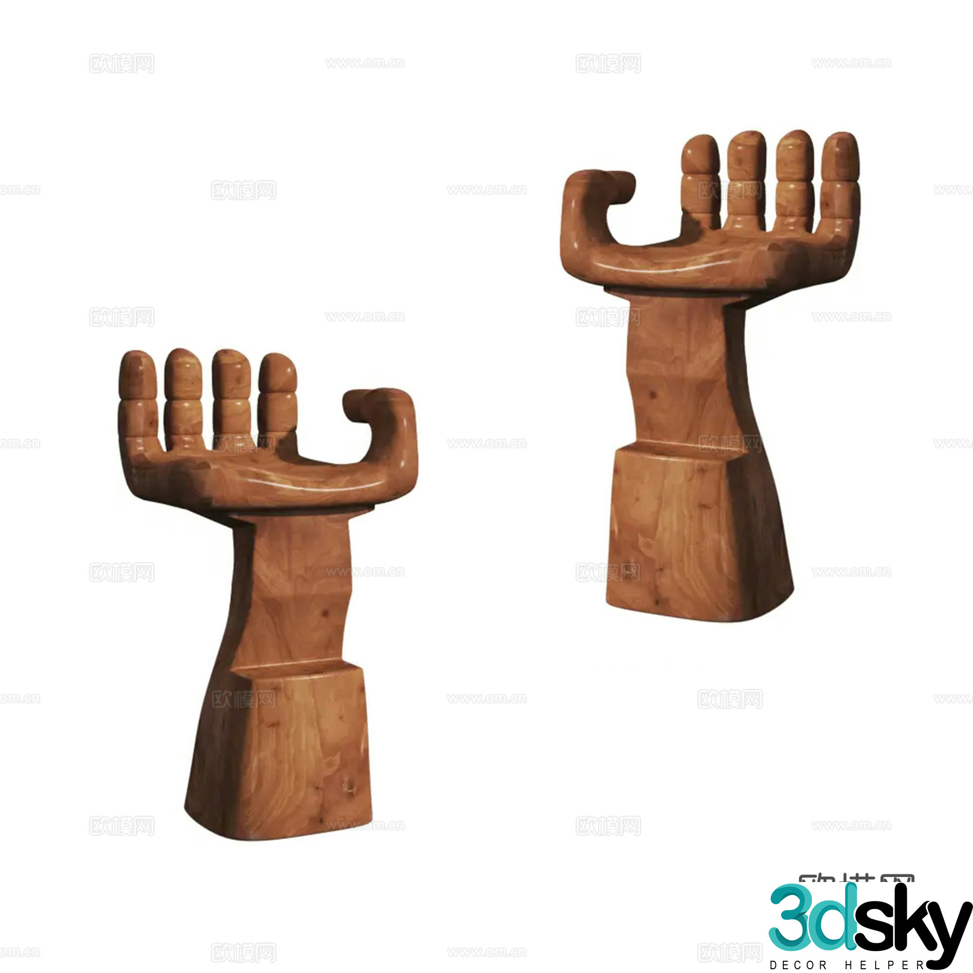 Middle-aged style palm side table corner table low stool 3D model