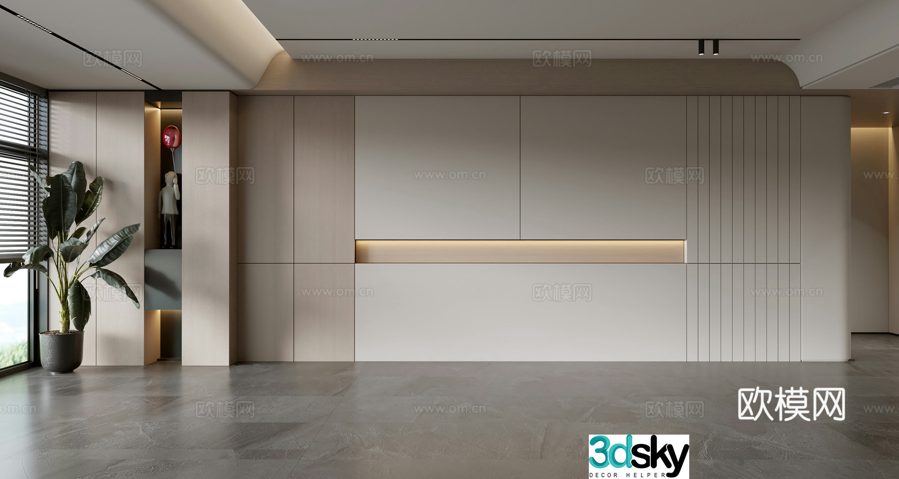 Modern sofa background wall 3d model
