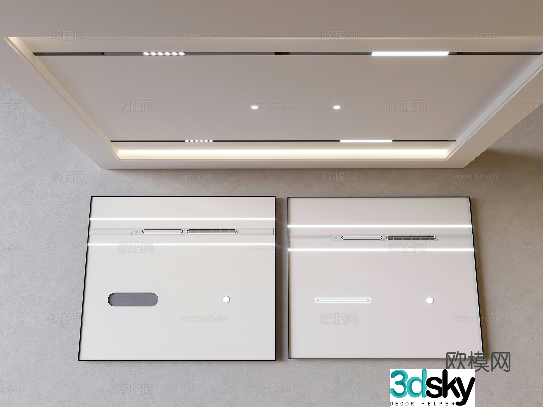 Integrated honeycomb large-slab ceiling aluminum buckle ceiling 3D model