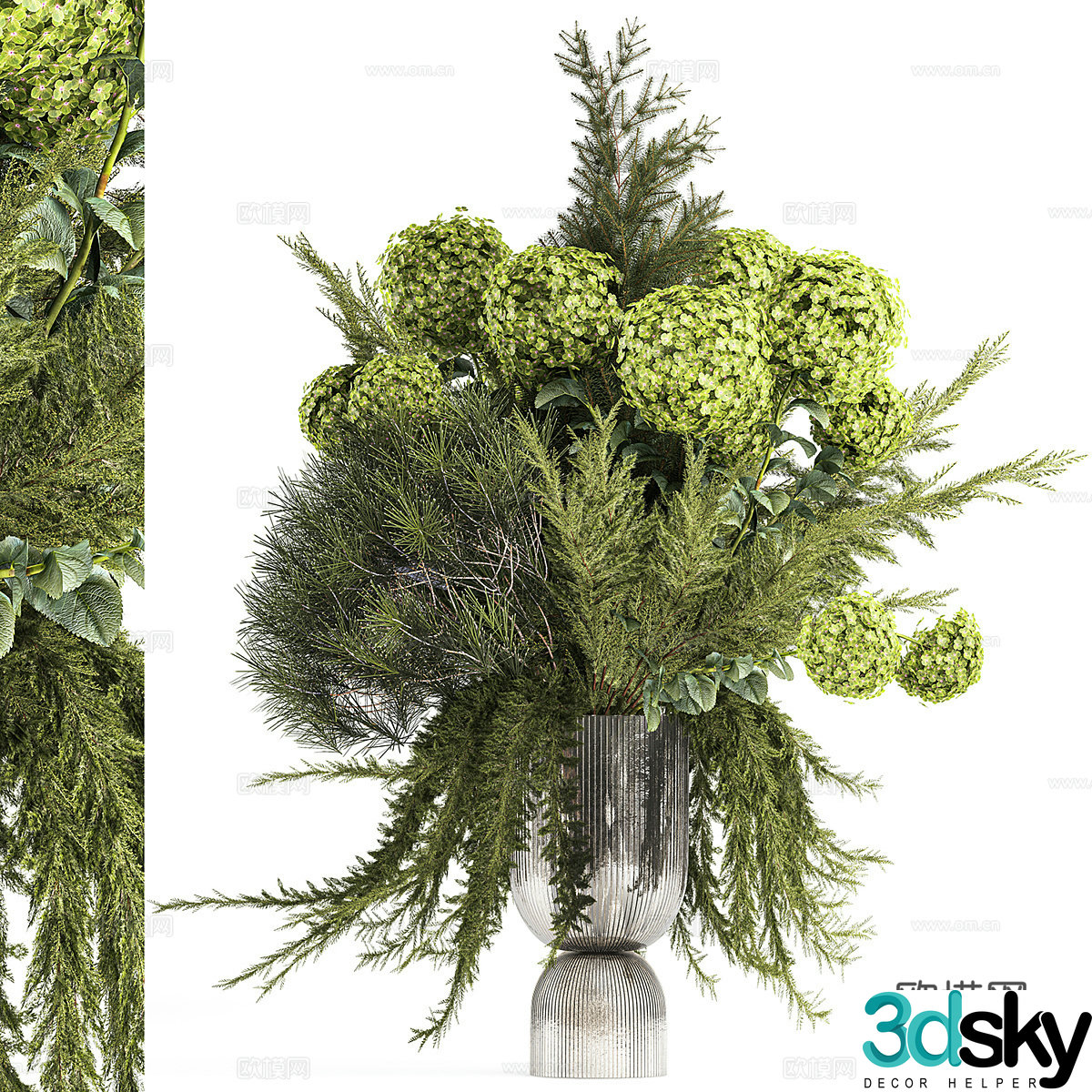 Modern green plant vase flowers 3d model