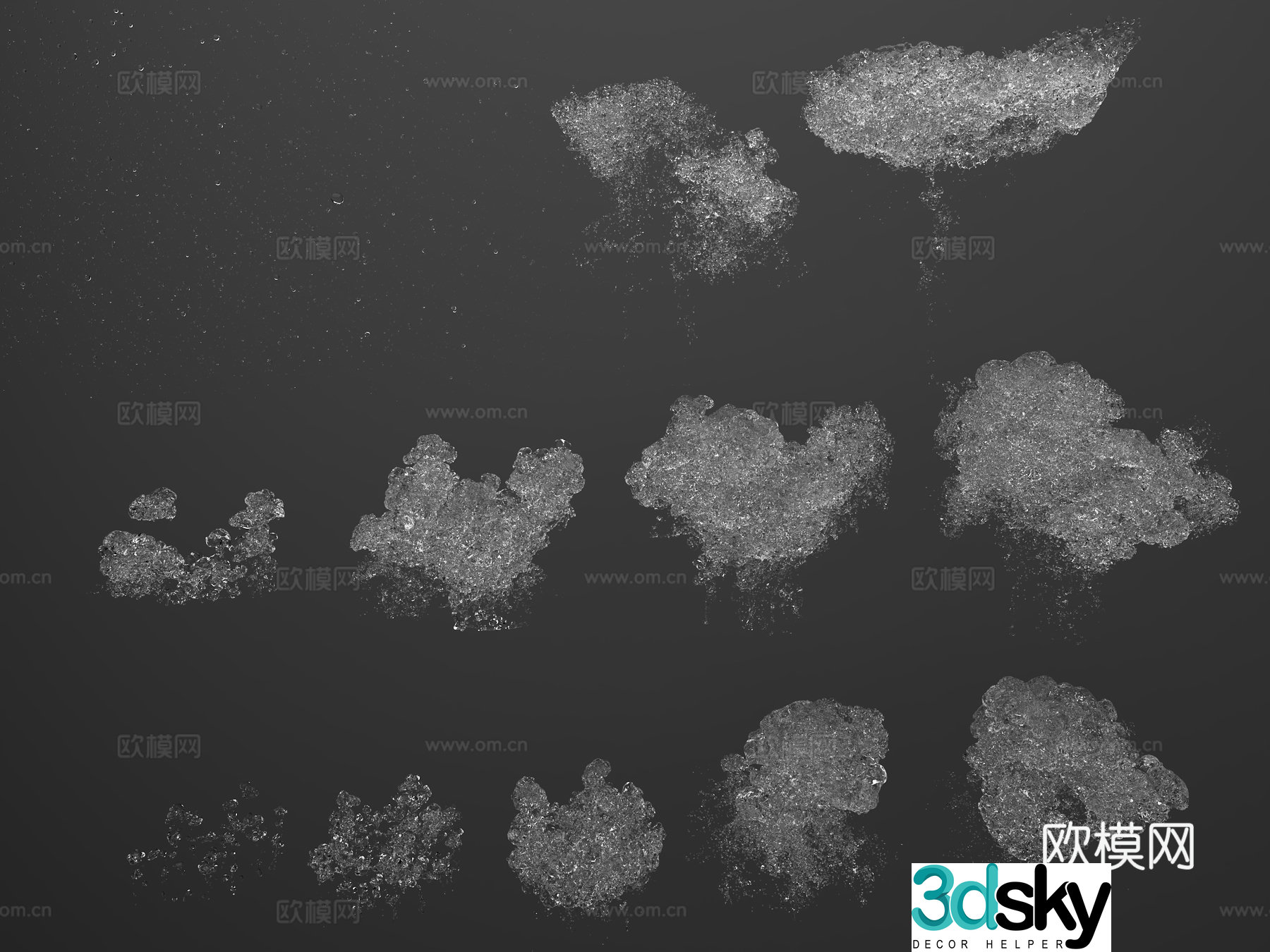 Bubble water drops rising water water flower 3D model