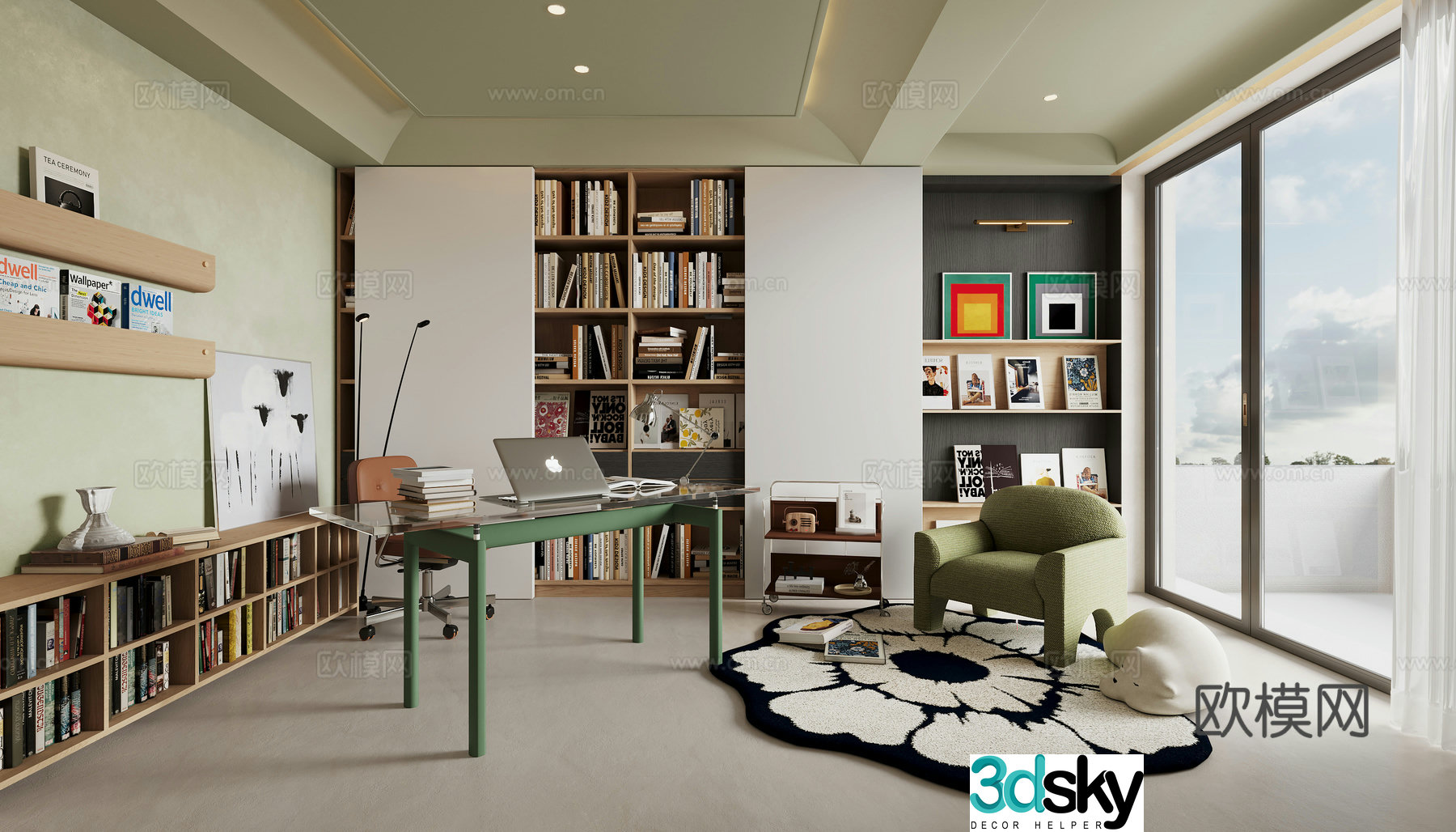 Modern mixed study room 3D model