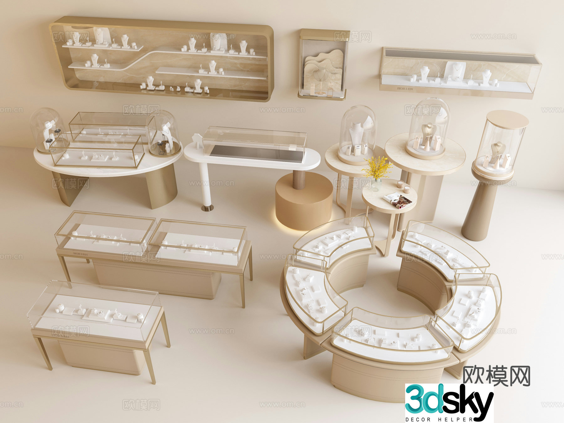 Modern jewelry booth Business exhibition counter Jewelry counter Glass booth Jewelry cabinet 3D model