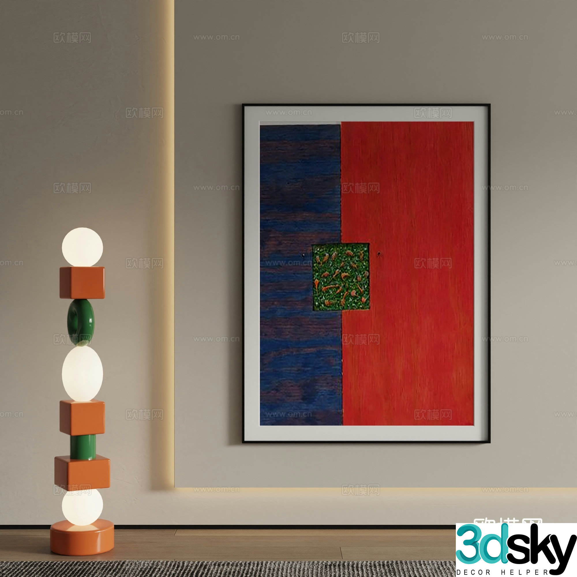 Modern decorative painting Contrasting color hanging painting 3d model