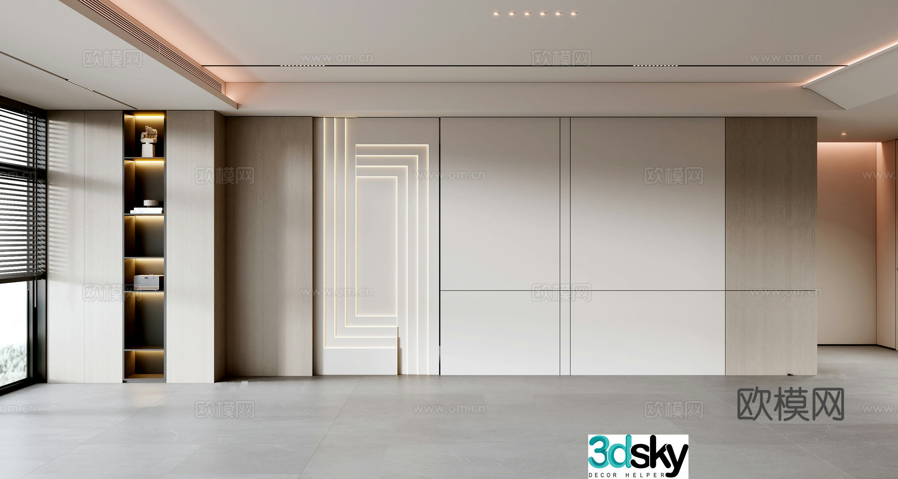 Modern sofa background wall 3d model