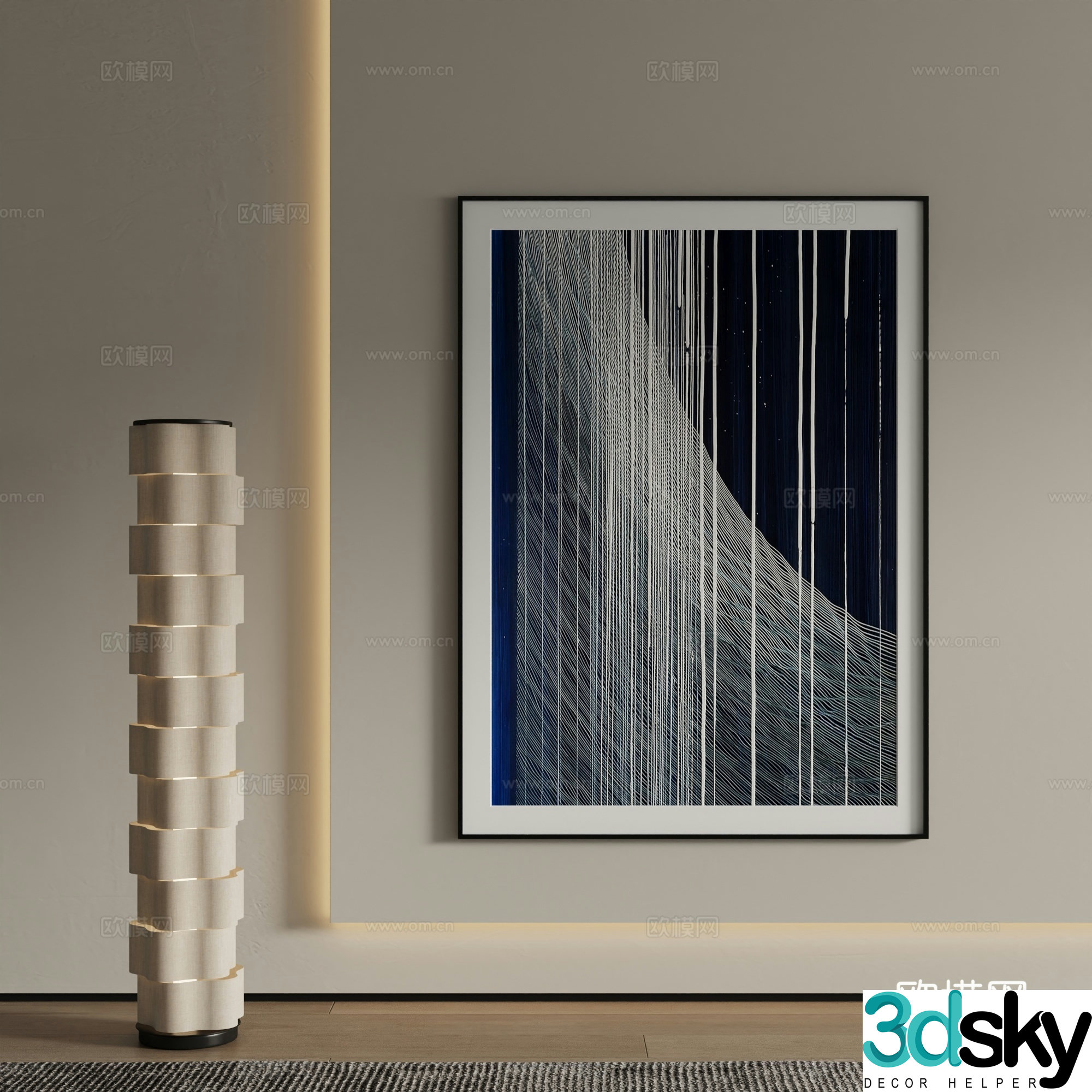 Modern decorative painting Abstract painting 3d model