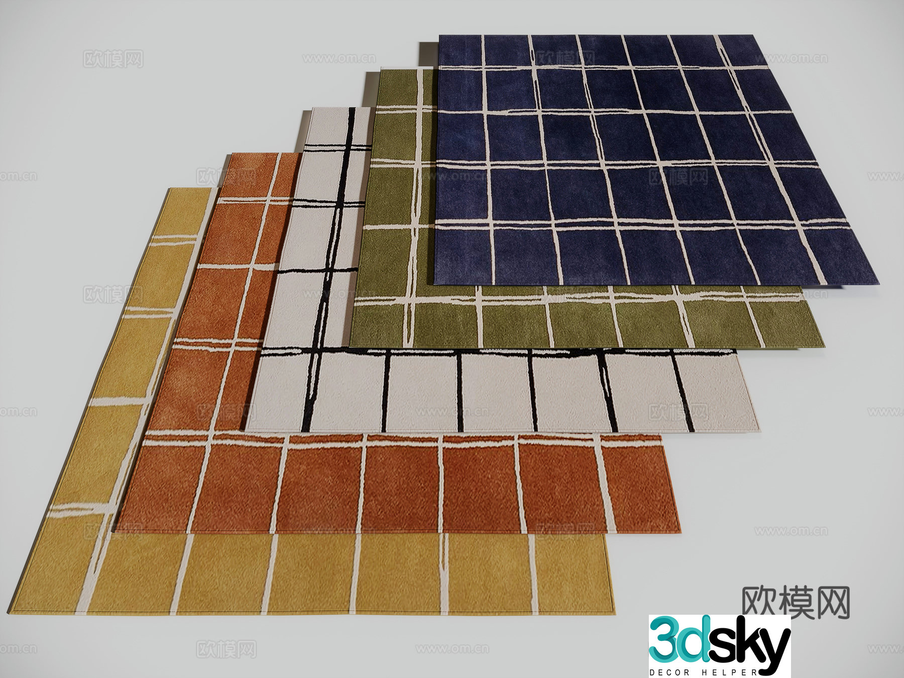 Modern carpet lattice line carpet 3d model