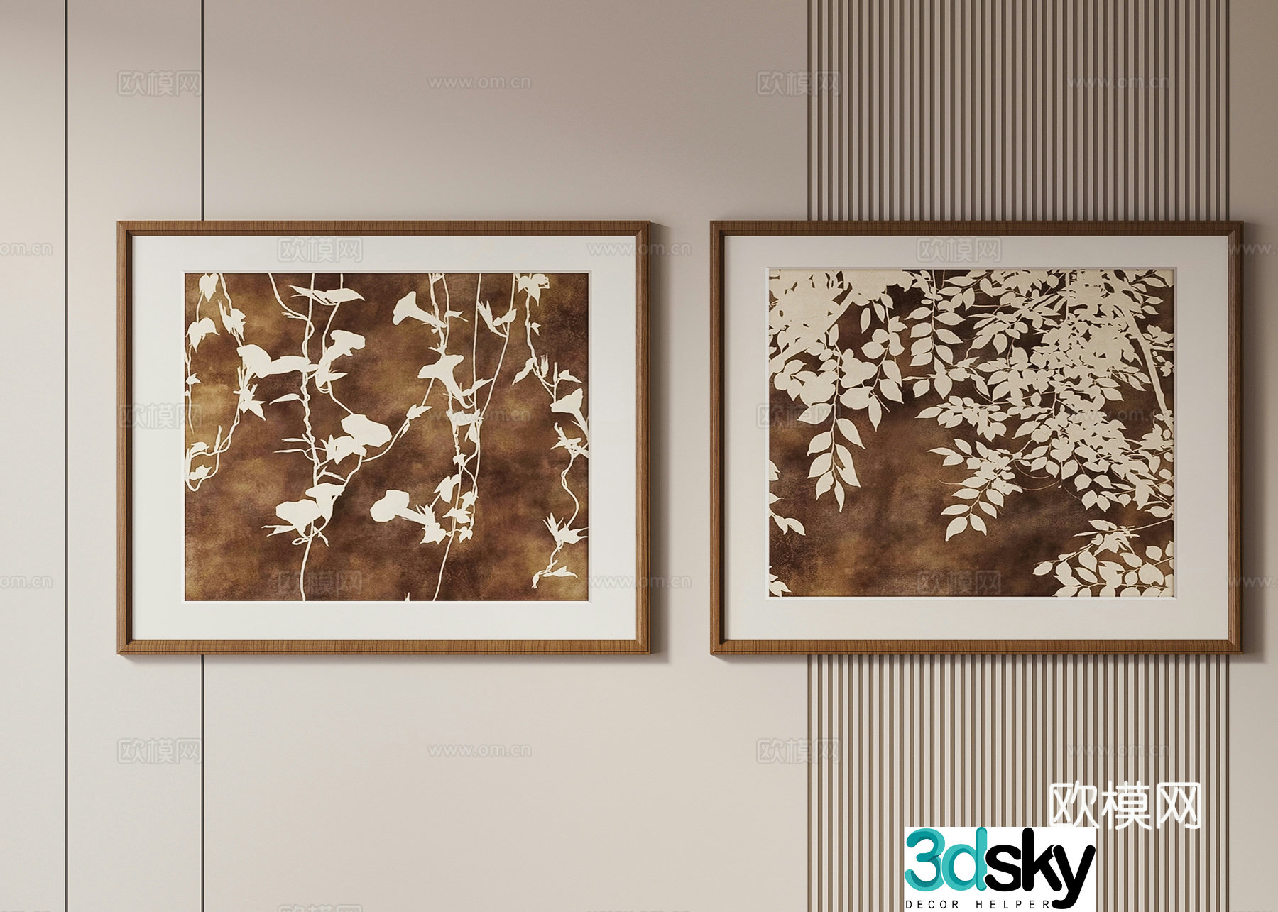 Middle-aged style hanging paintings decorative paintings 3D model