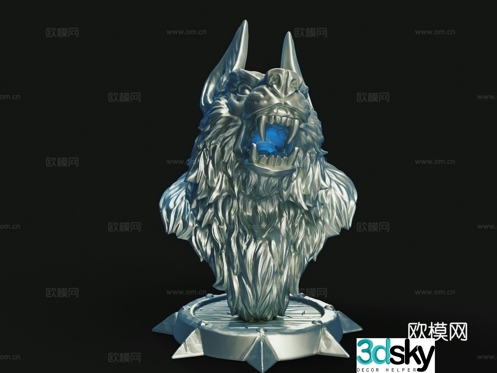 Wolf head sculpture 3d model