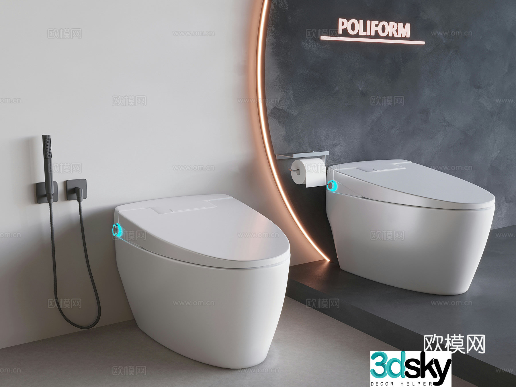 Smart toilet toilet toilet companion toilet paper box 3d model