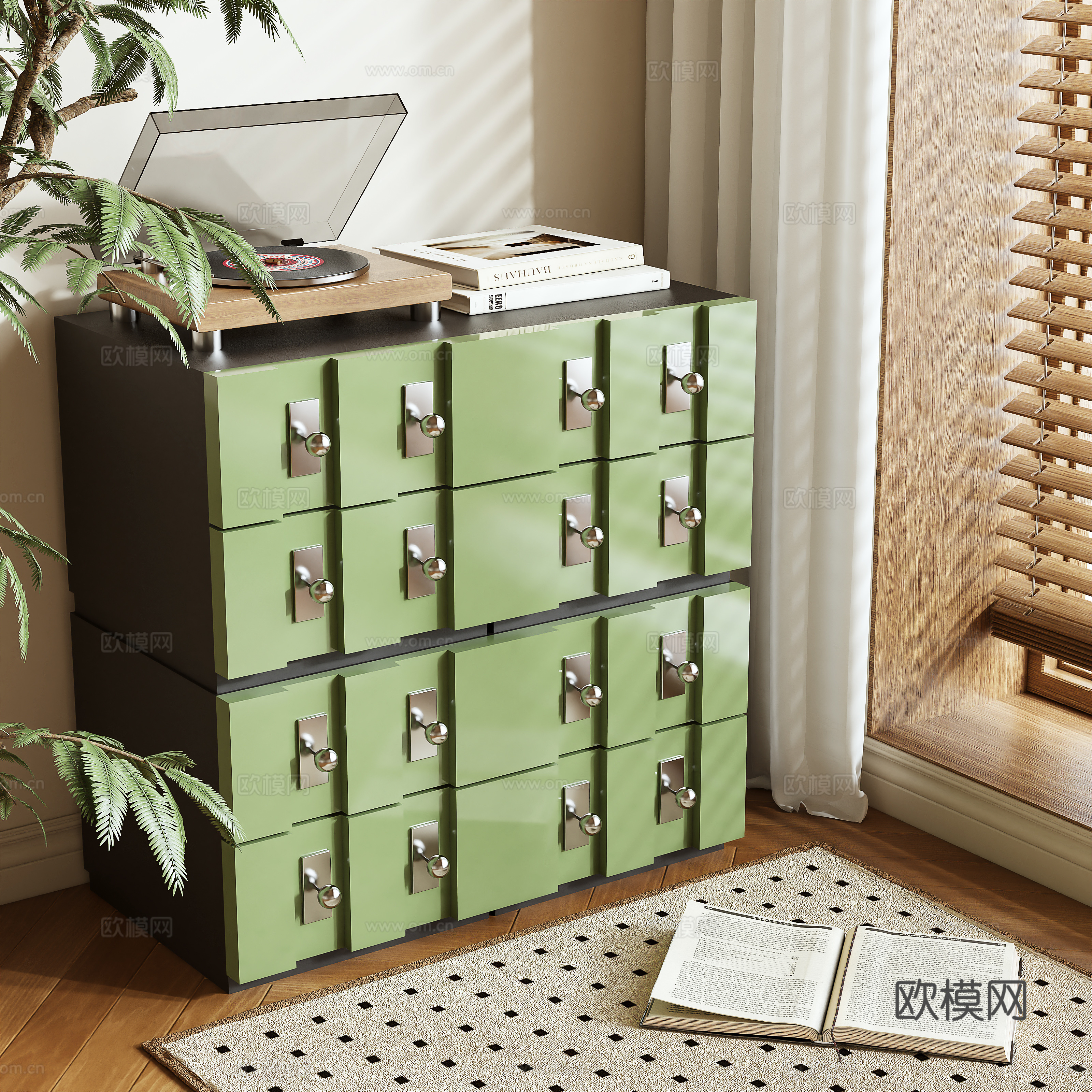 Middle style storage cabinet chest of drawers 3d model