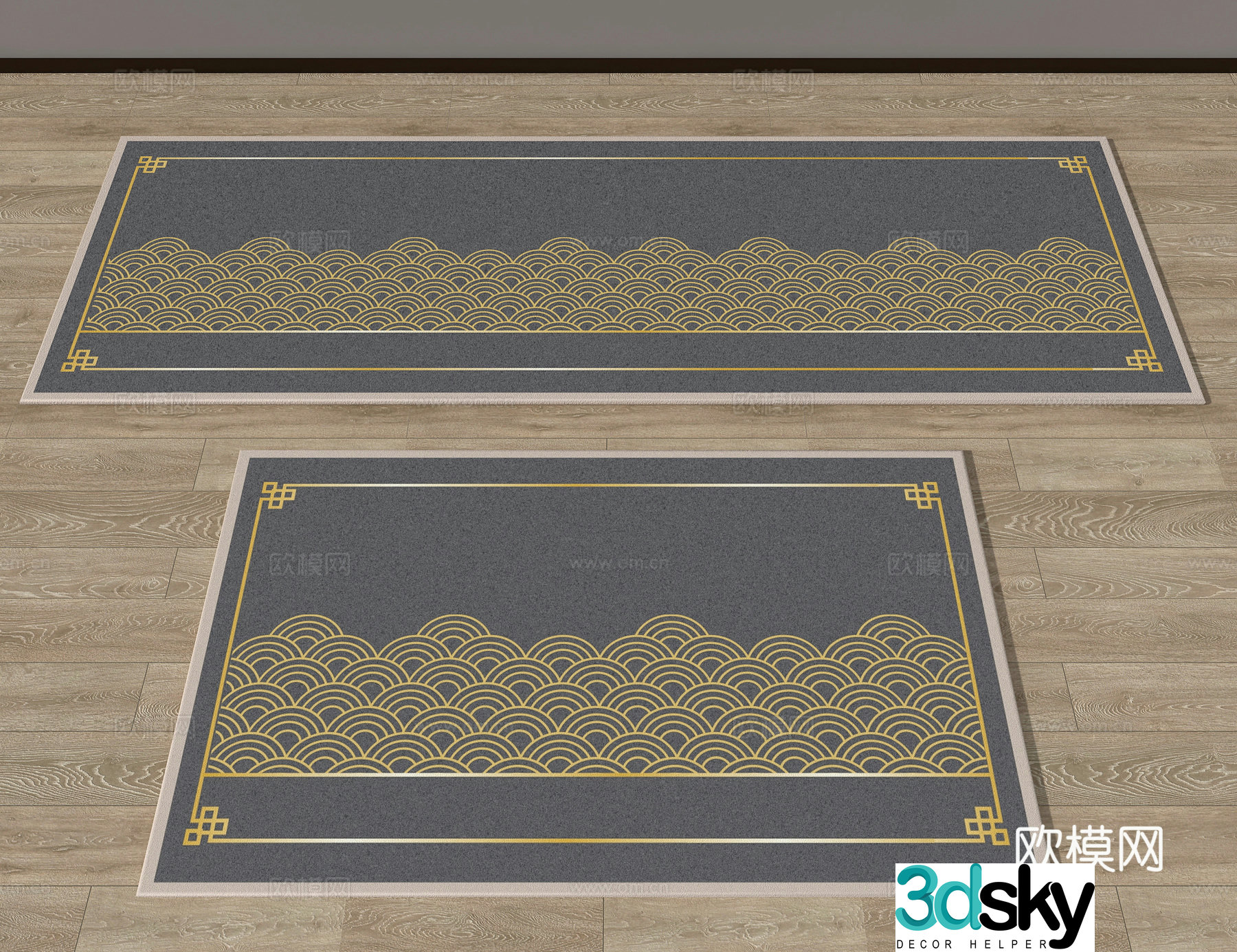 New Chinese carpet Hotel carpet 3D model