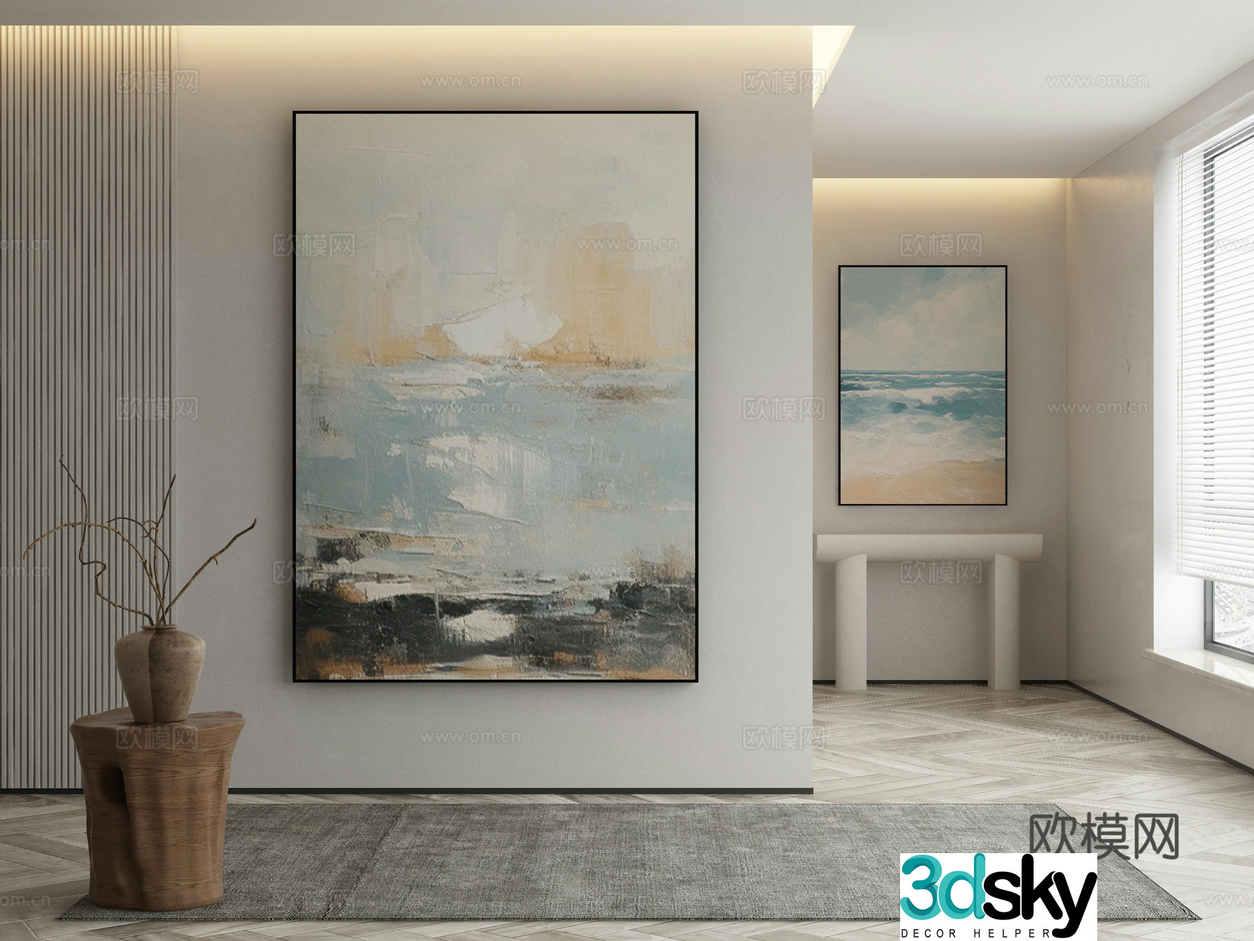 Modern decorative painting landscape oil painting 3d model