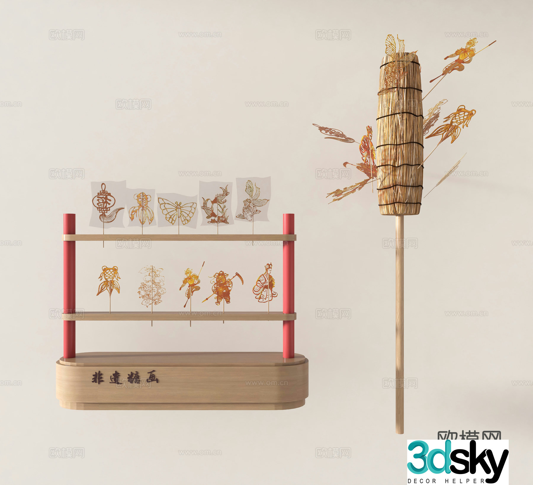 New Chinese style sugar man sugar painting Intangible cultural heritage handmade candy man 3D model