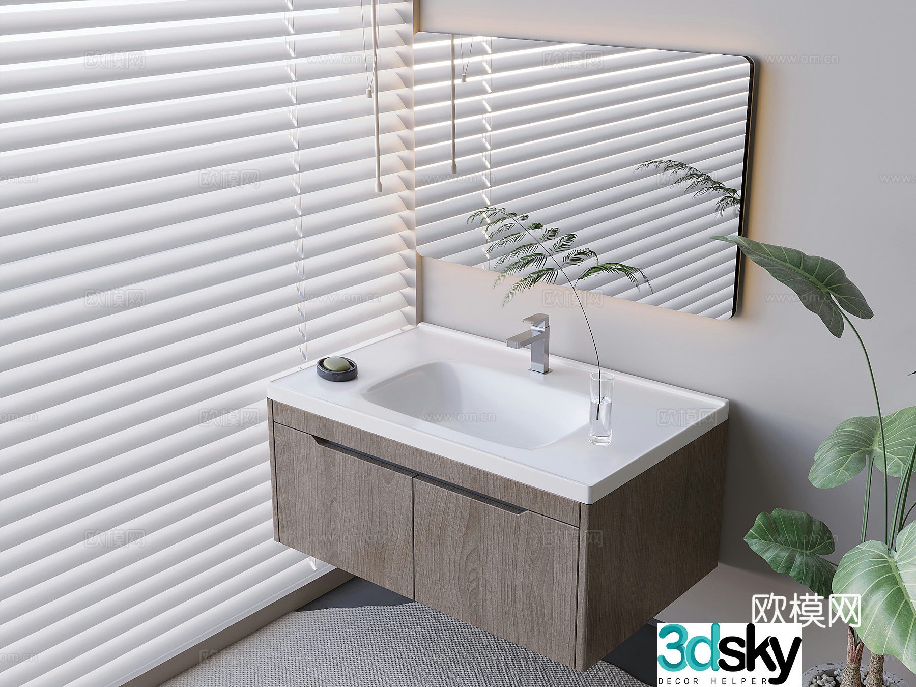Hanging bathroom cabinet smart mirror cabinet toilet in the ceramic table 3D model