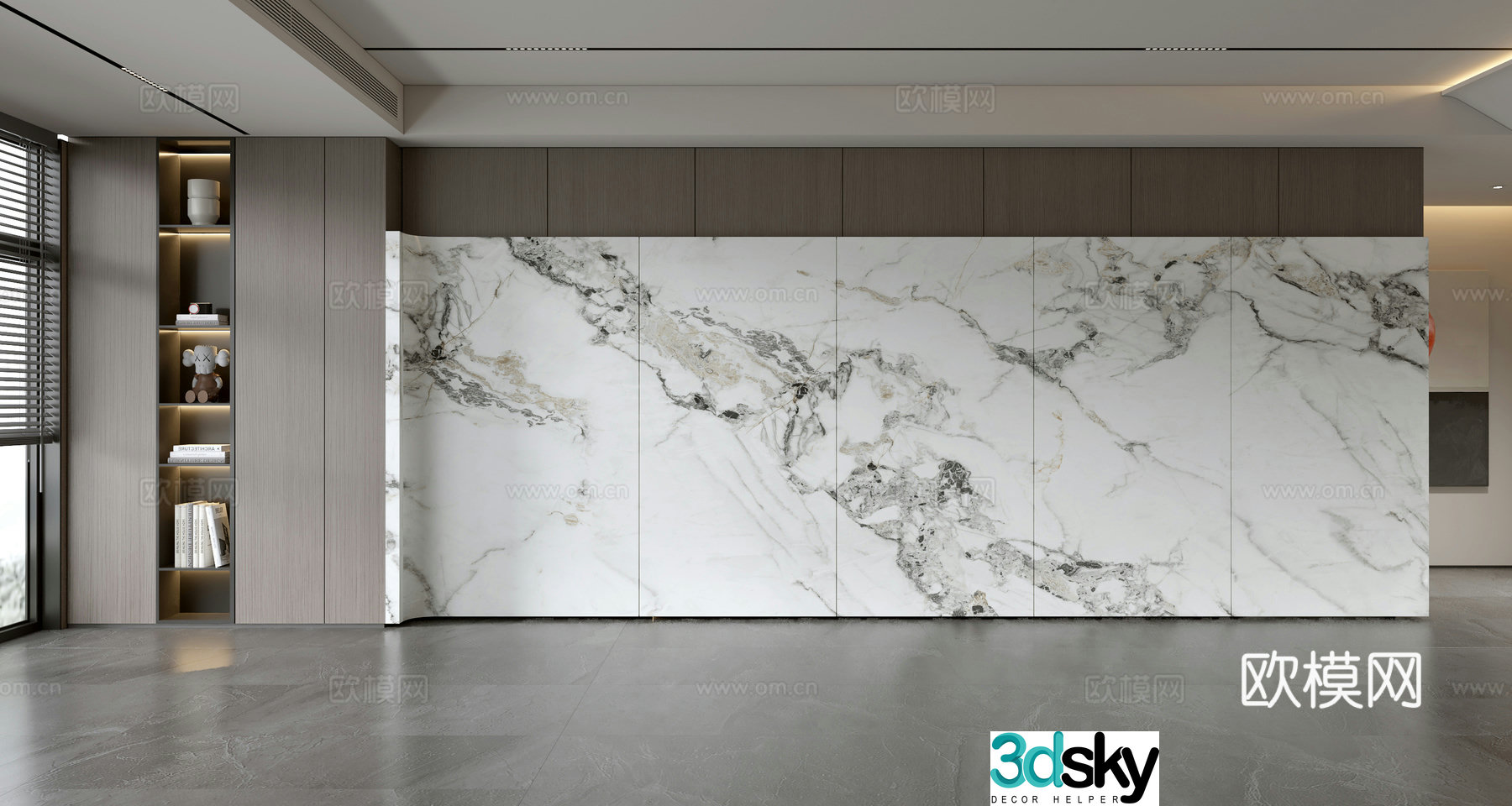Modern rock slab marble sofa background wall 3d model