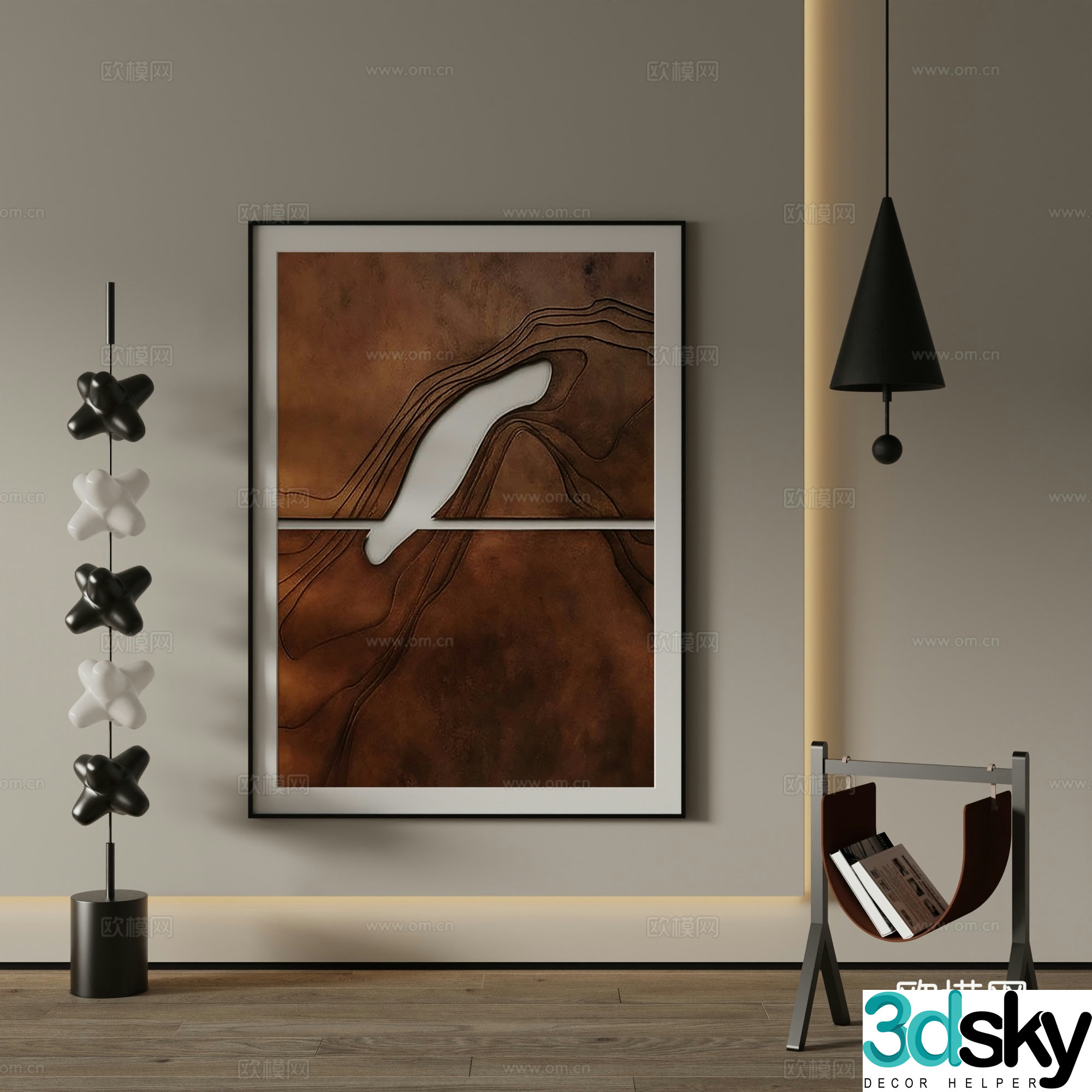 Modern decorative painting Abstract hanging painting 3d model