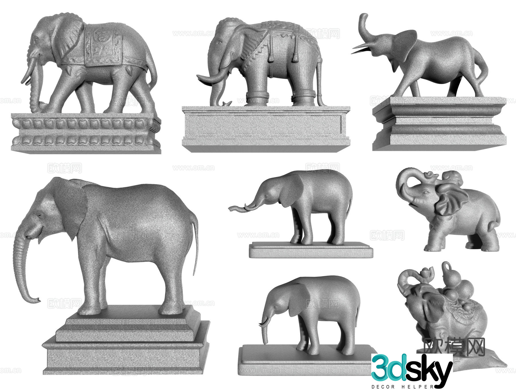 Chinese elephant stone sculpture stone elephant sculpture stone sculpture door pier animal sculpture 3d model