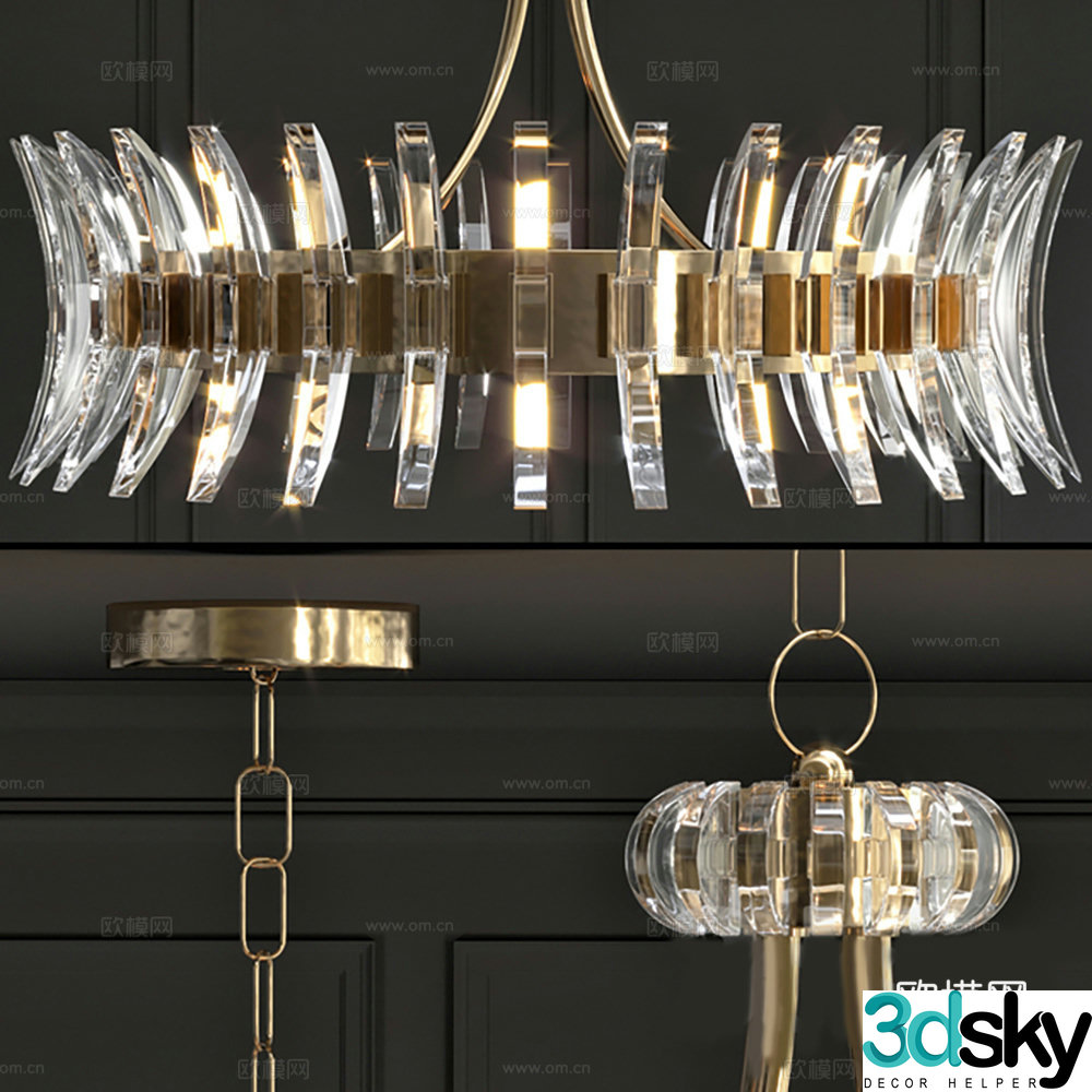 Light luxury chandelier glass chandelier 3D model
