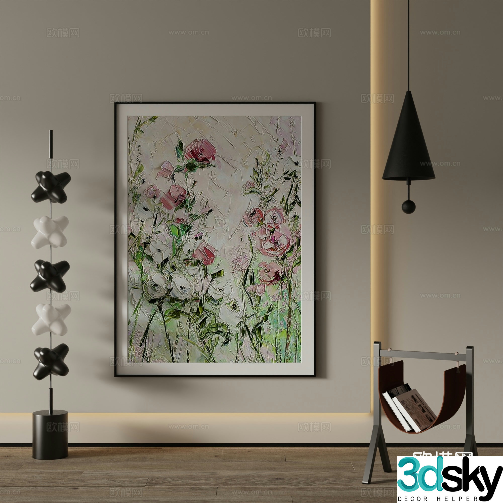 Modern decorative painting Flower oil painting 3d model