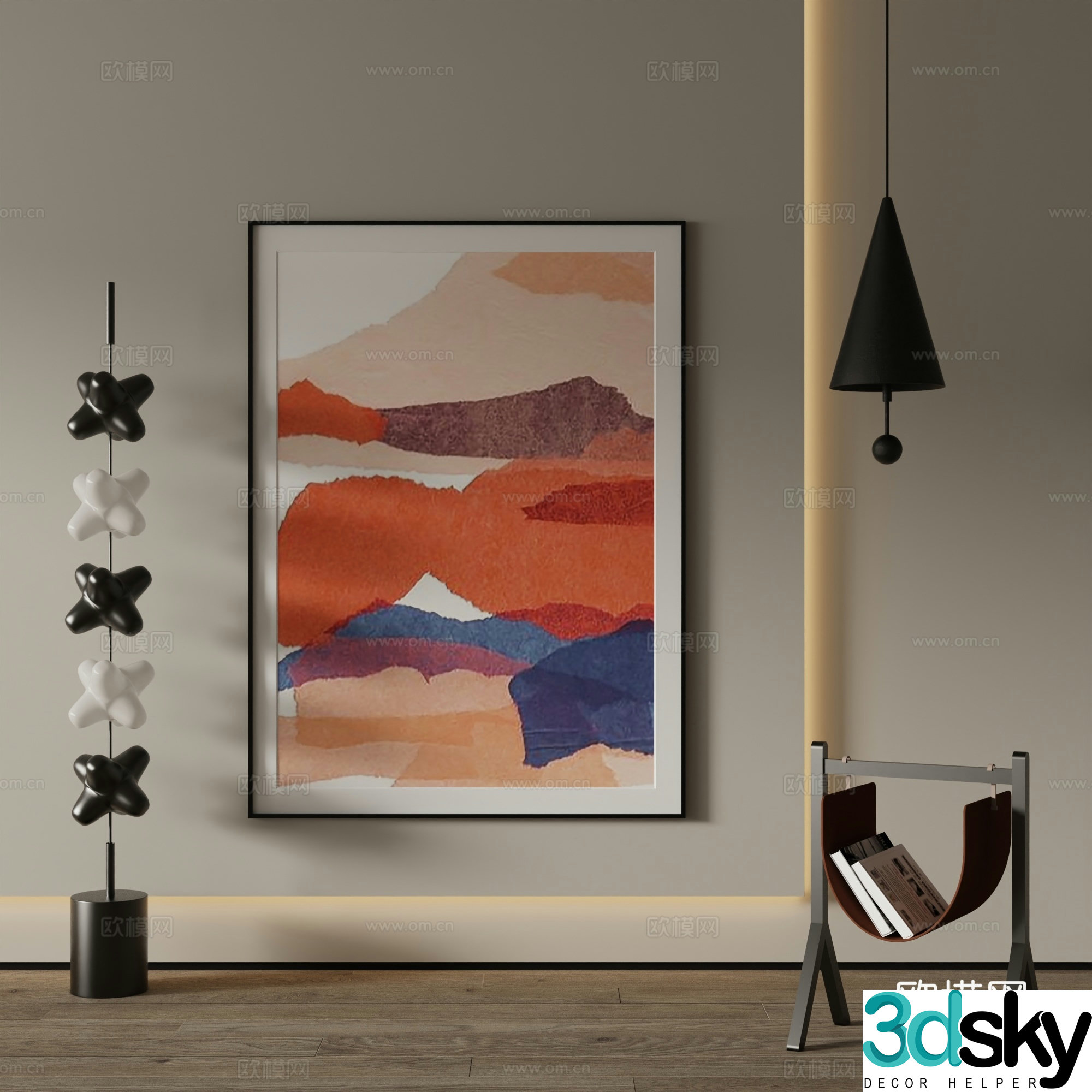 Modern decorative painting Abstract painting 3d model