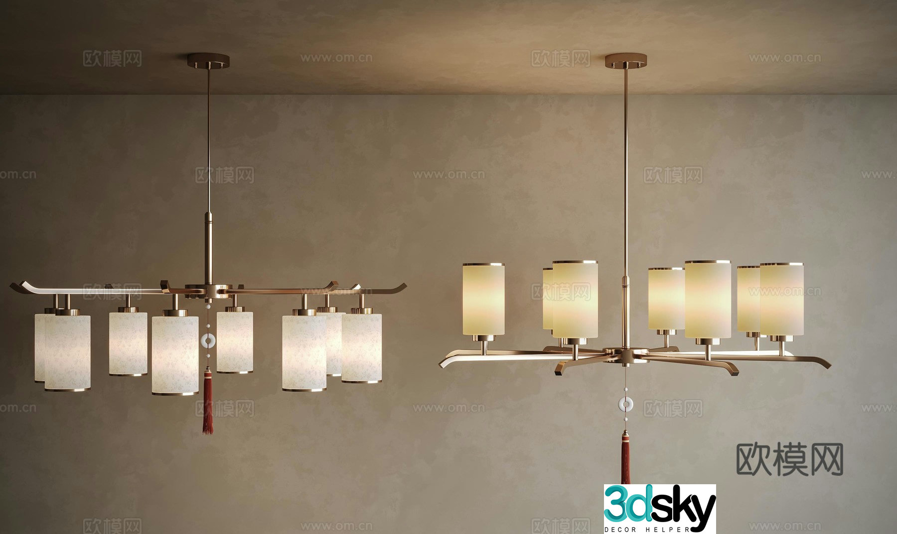 New Chinese style chandelier multi-head chandelier 3d model