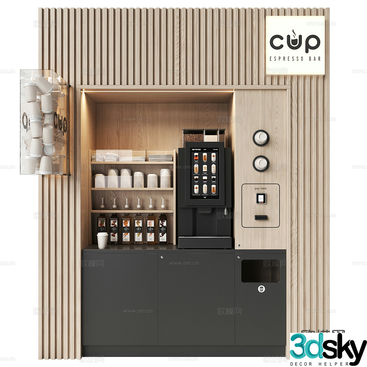 Modern all-in-one coffee machine coffee cabinet 3d model