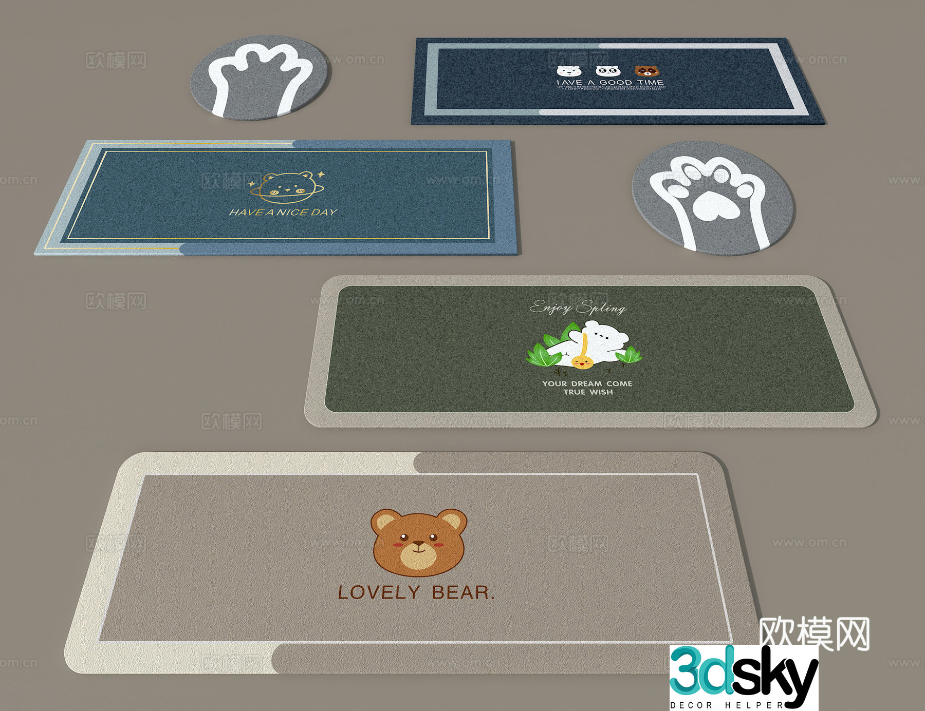 Children’s carpet bear carpet 3d model