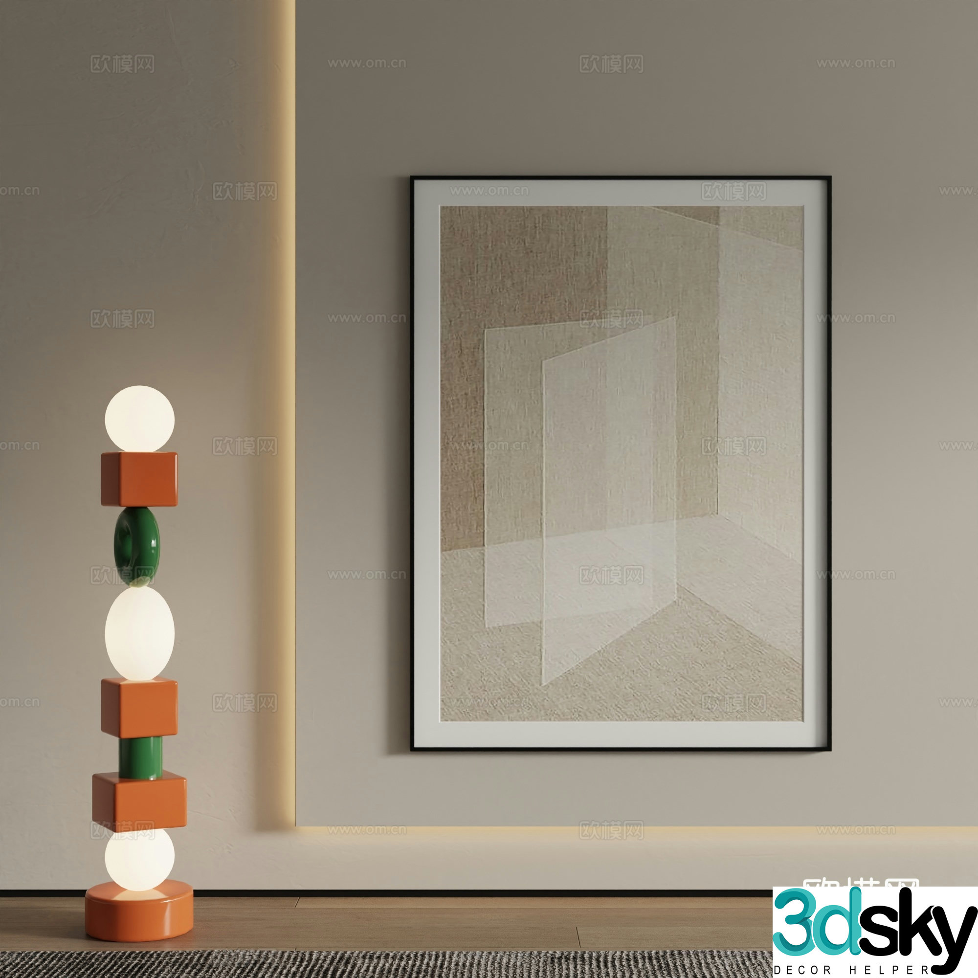Modern decorative painting Abstract painting 3d model