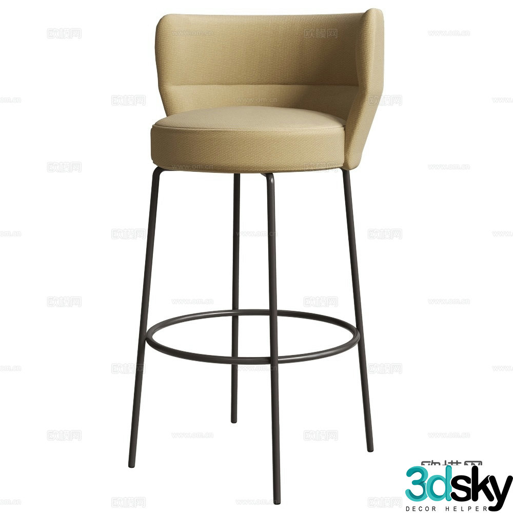 CPRN HOMOOD Modern Fabric Bar Chair 3D model