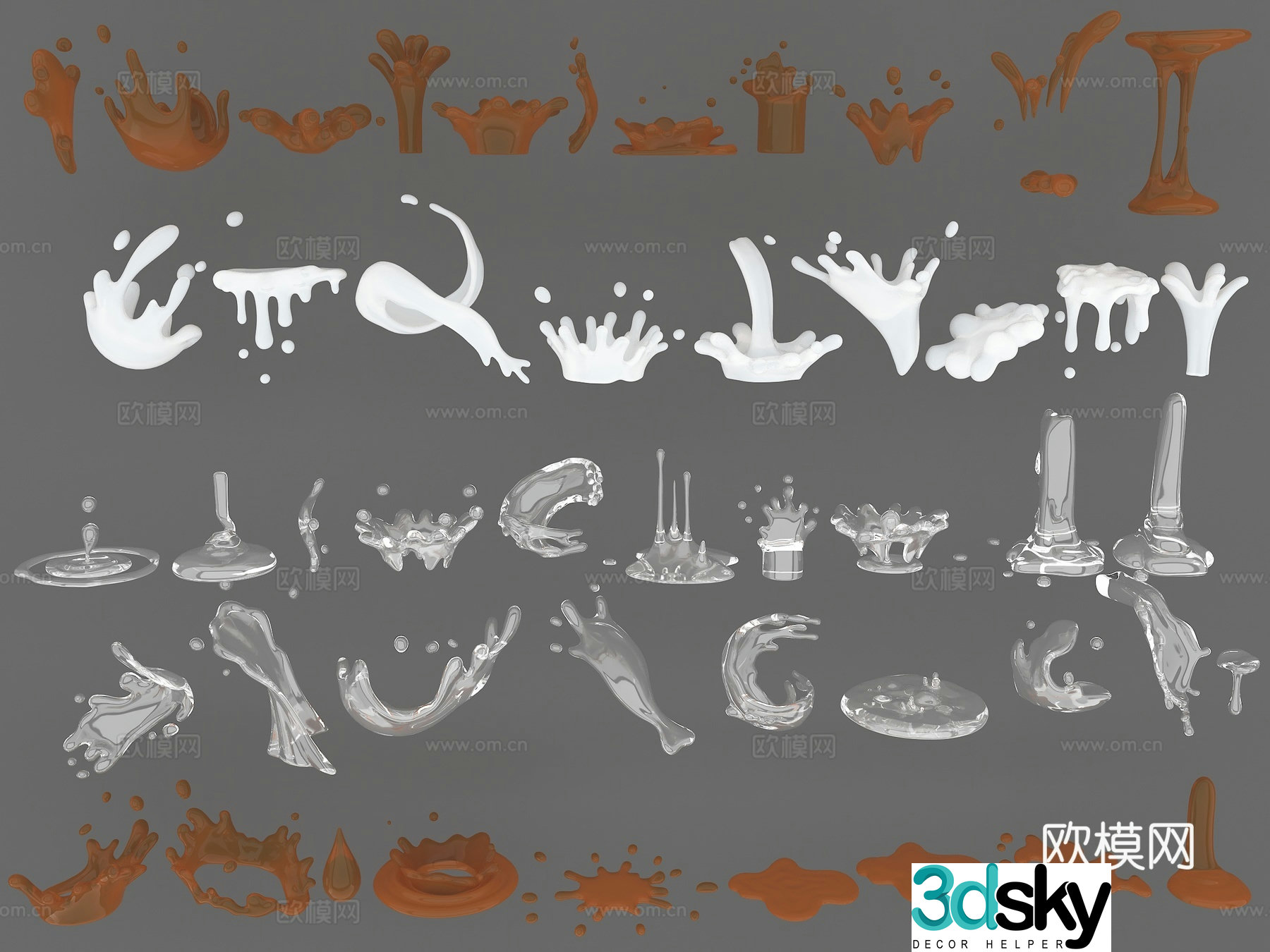 water drop milk cola syrup splash fluid liquid crown splash 3d model