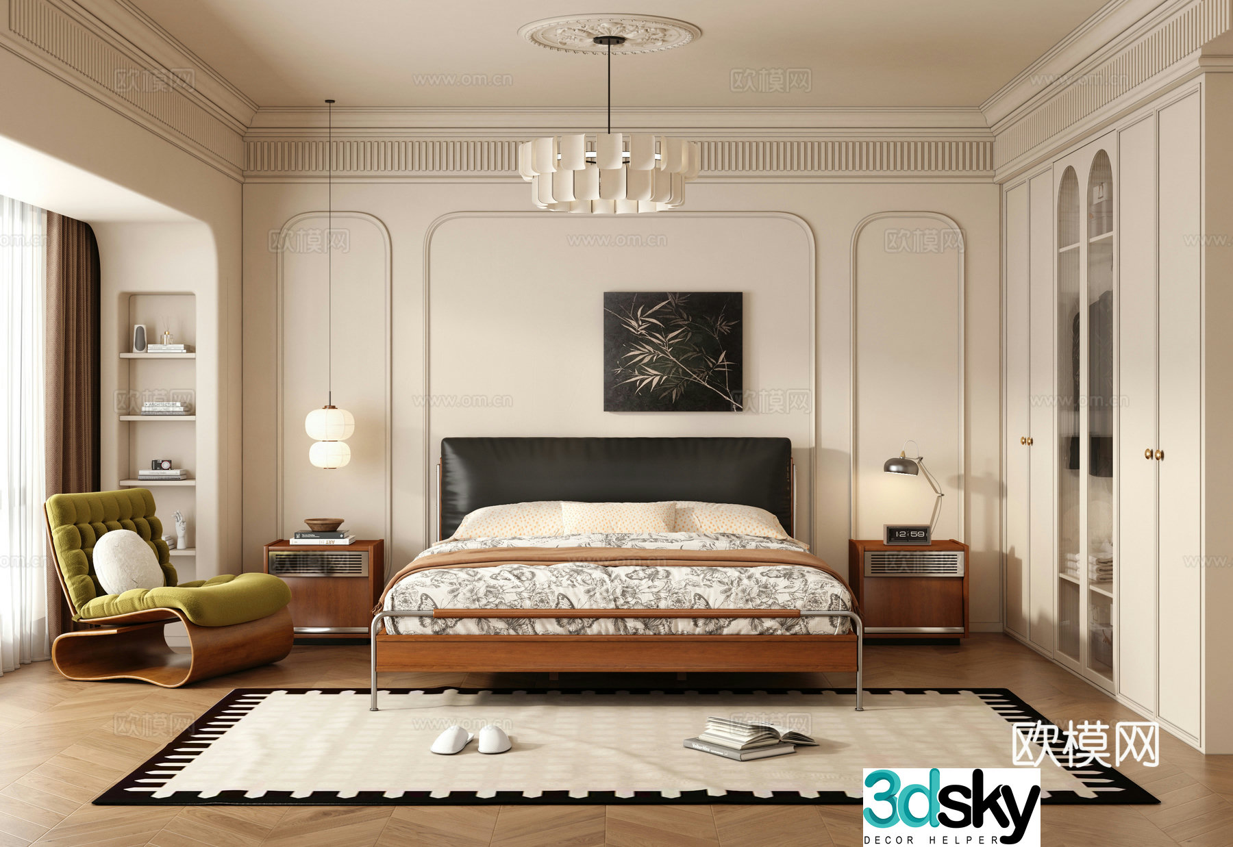 Middle style bedroom master bedroom 3D model