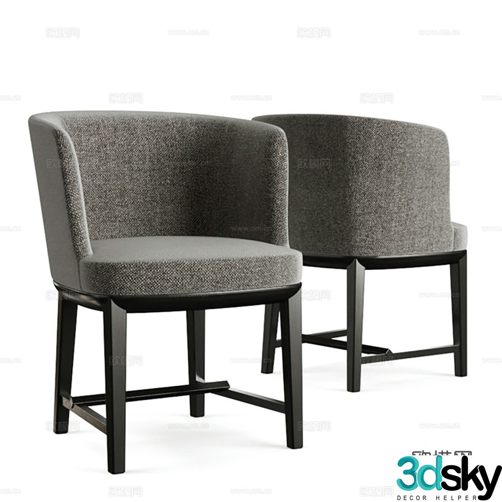 Modern chair single chair wooden chair 3d model