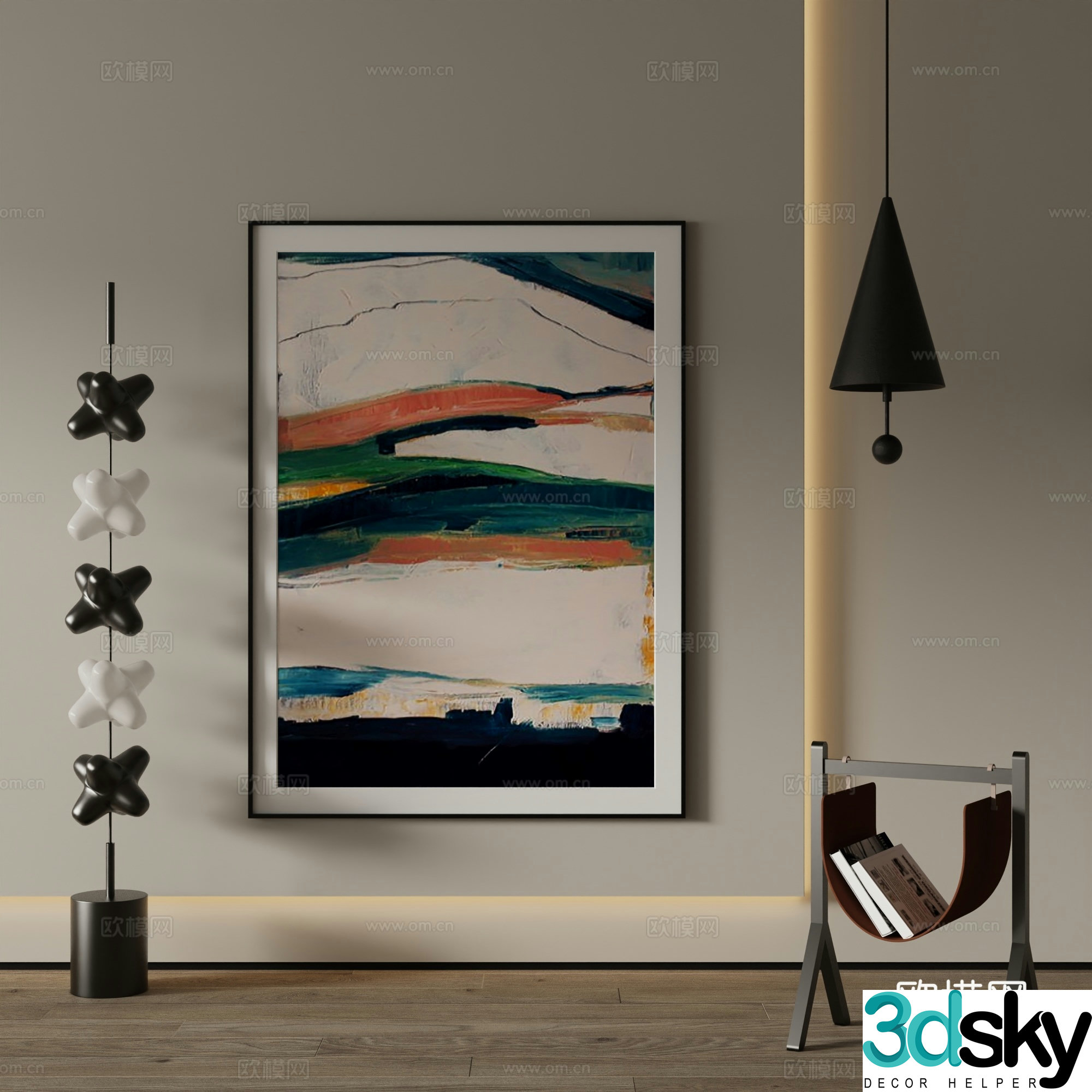 Modern decorative painting Abstract painting 3d model