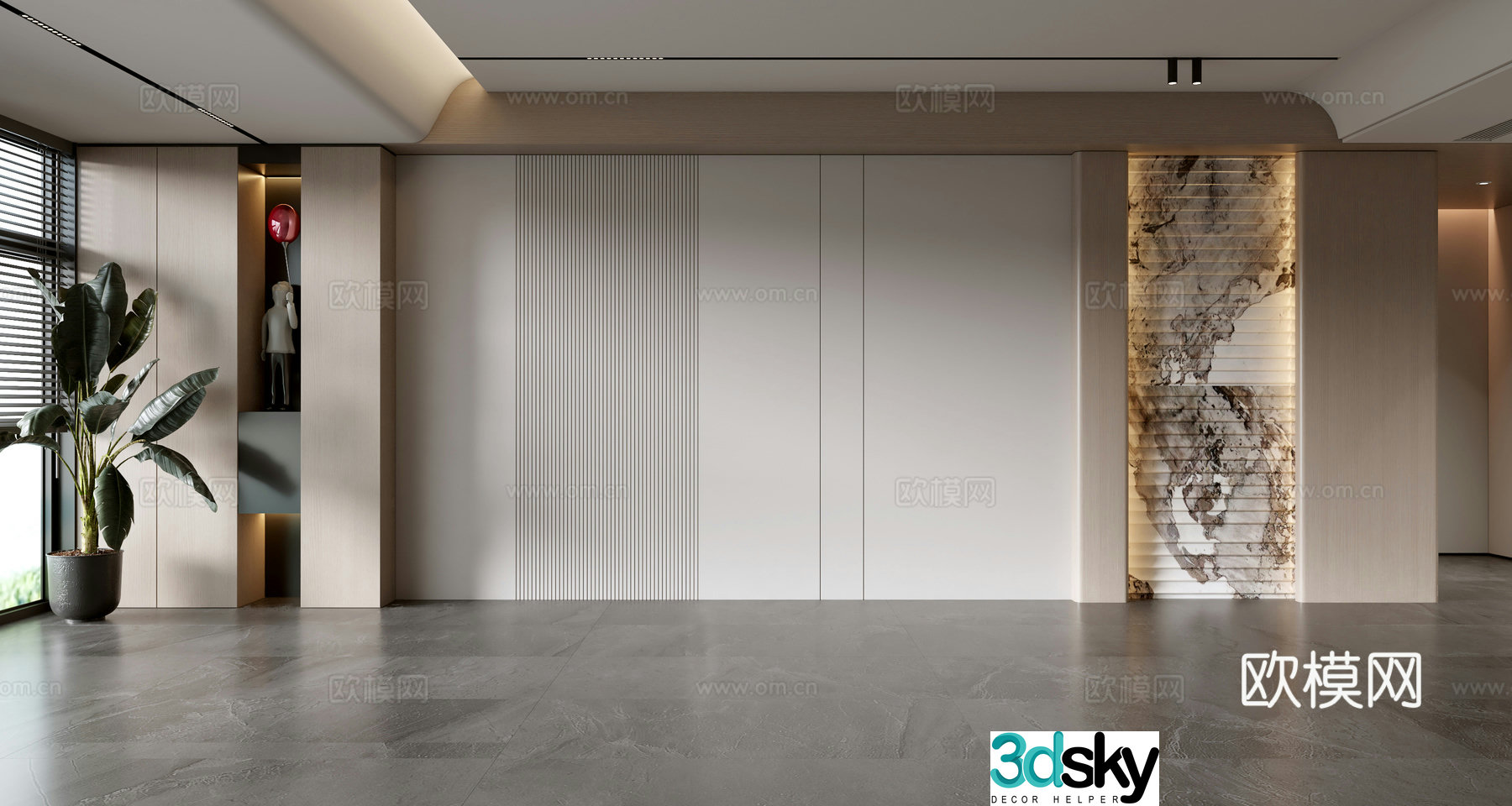 Modern sofa background wall 3d model
