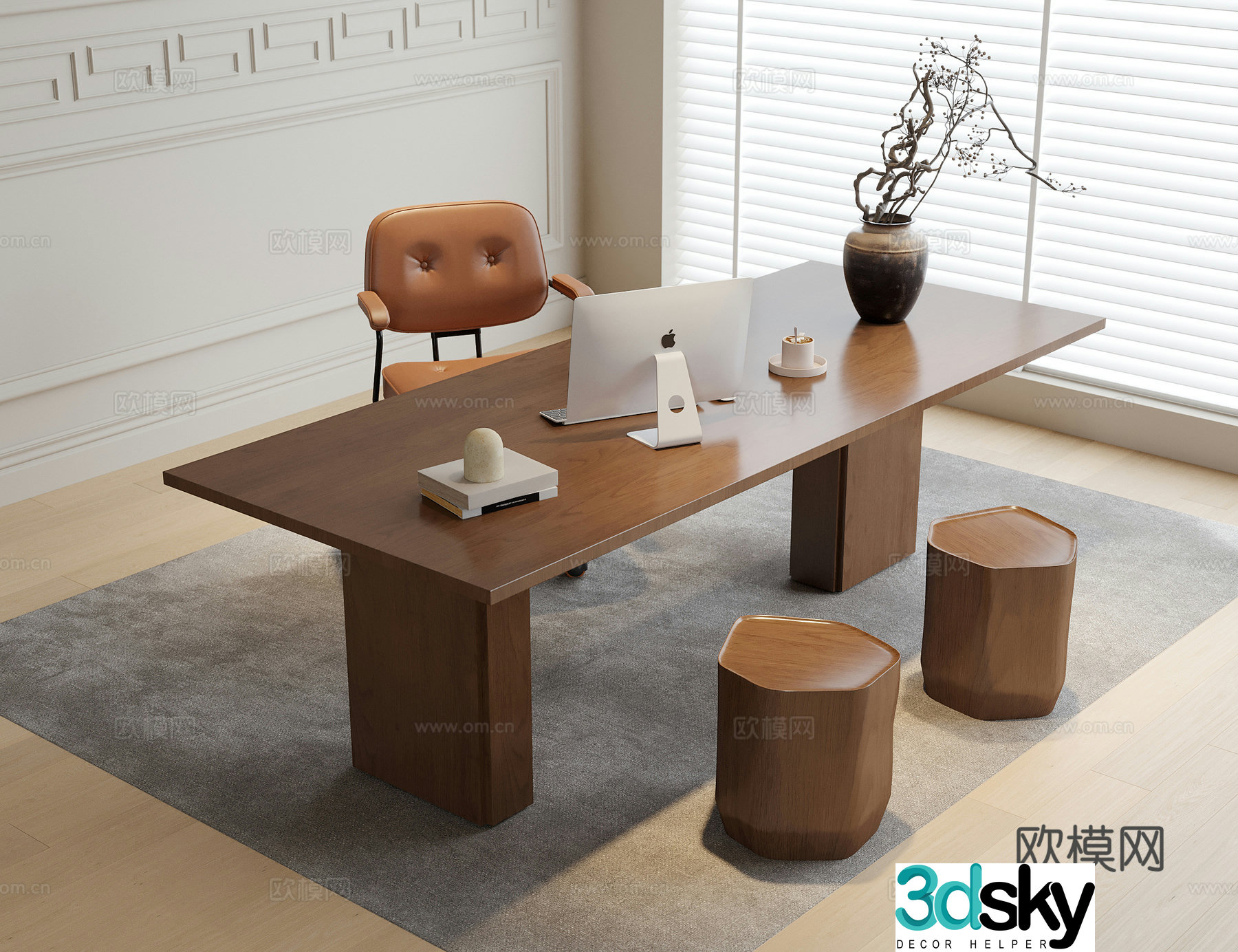 Modern desk and chair 3d model