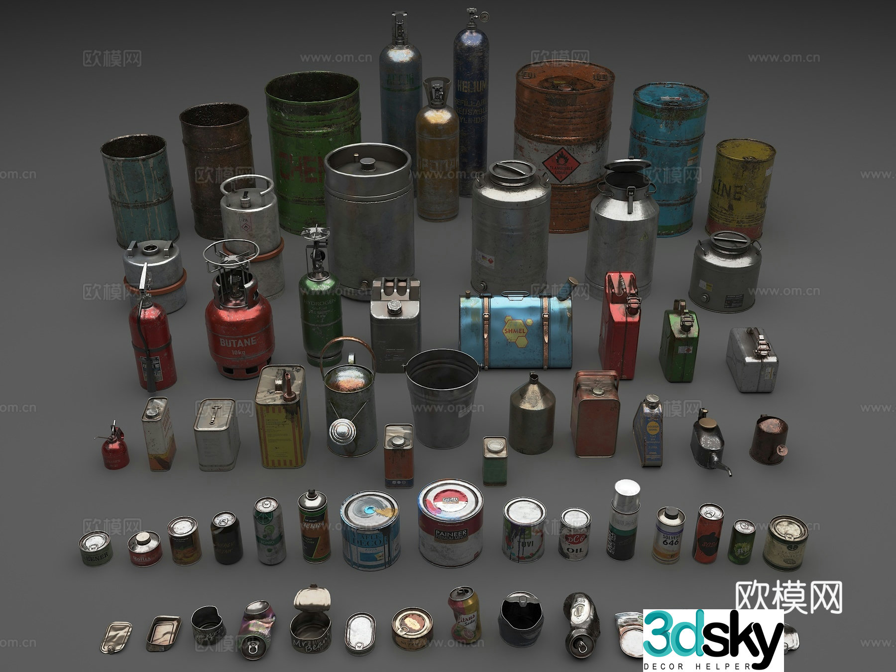 Gas pot Gas bottle natural gas bottle paint can jar of gasoline tank 3D model