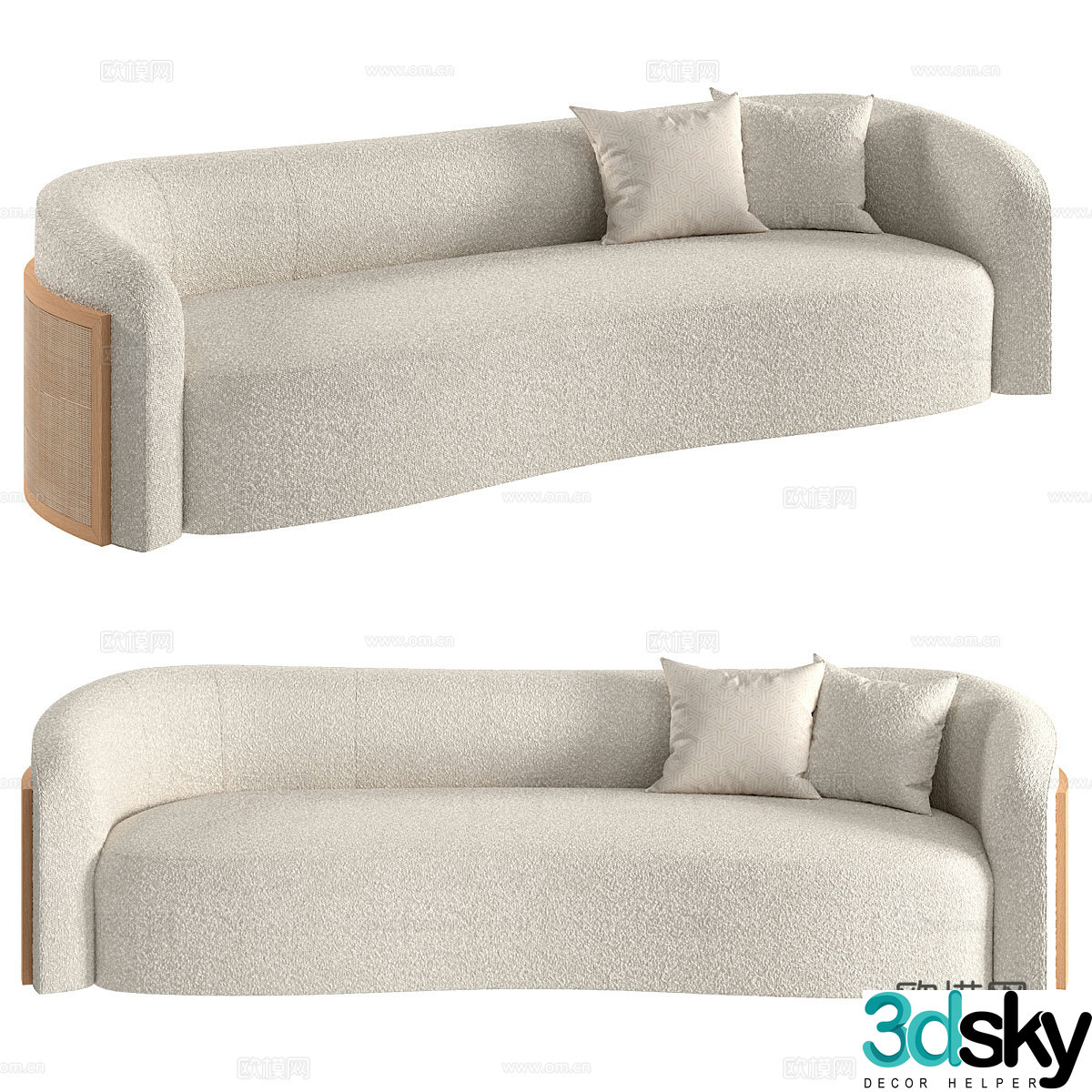 Creamy multiplayer sofa 3d model
