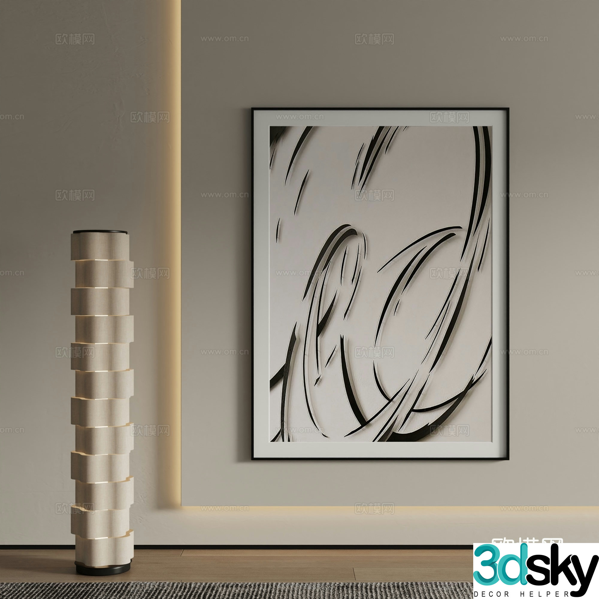 Modern decorative painting Abstract painting 3d model